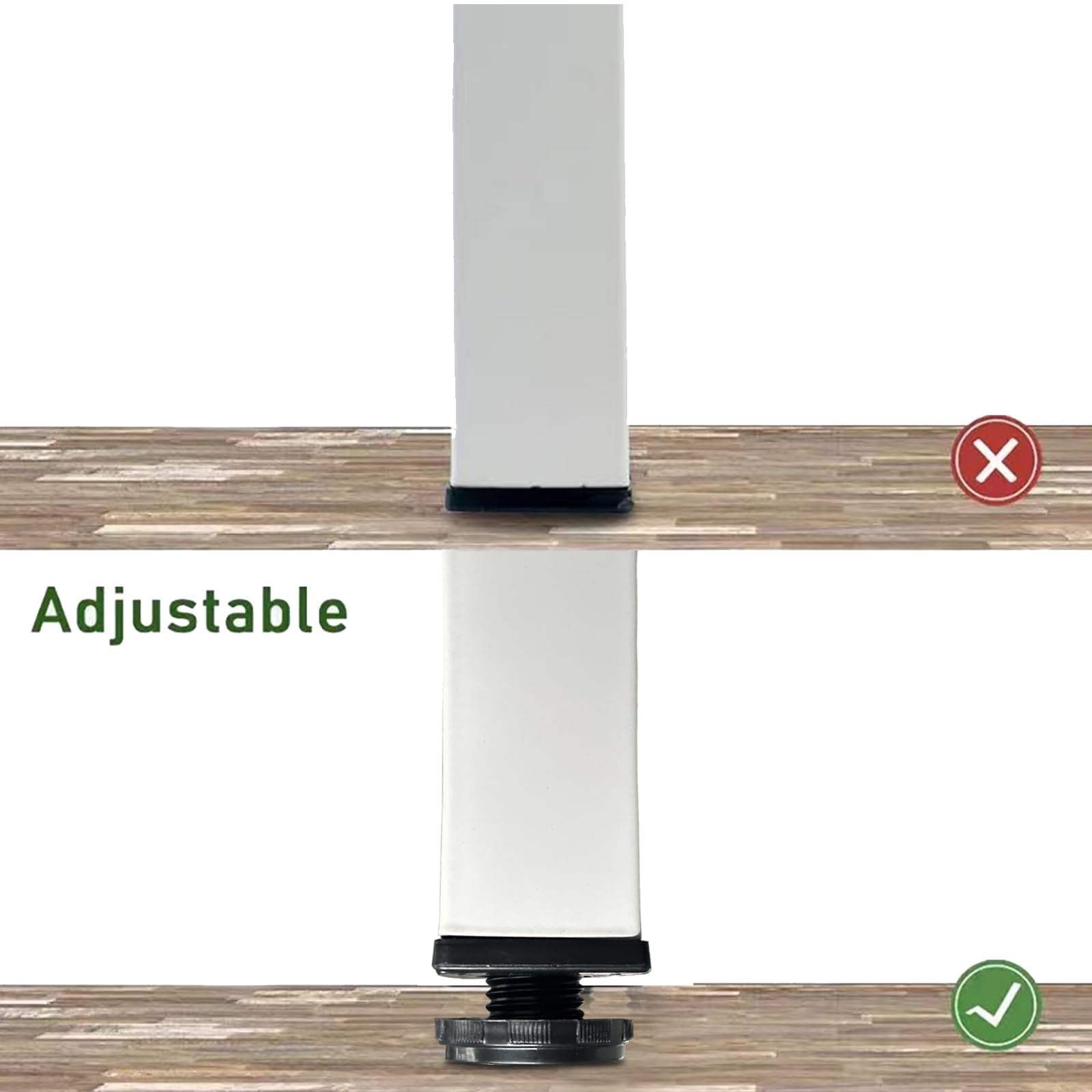Adjustable 28-inch metal desk legs with square design by QLly, suitable for office tables and furniture.