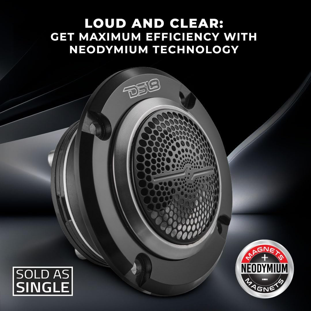 DS18 Pro-Twn4 high compression neodymium super bullet tweeter with 1-inch VC, 280 max watts, and 140W power handling.