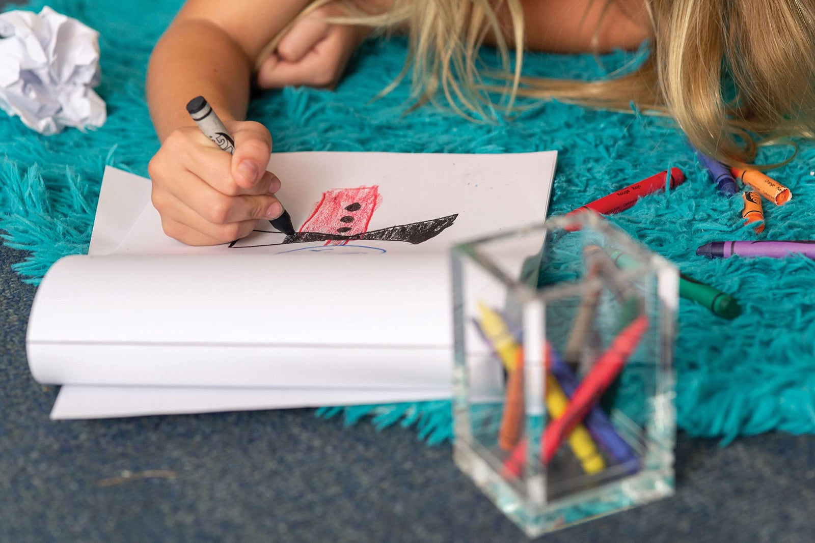 Prang soy-based crayons in assorted colors, 8-pack, with 100 crayons each, displayed in a carton for artistic and educational use.