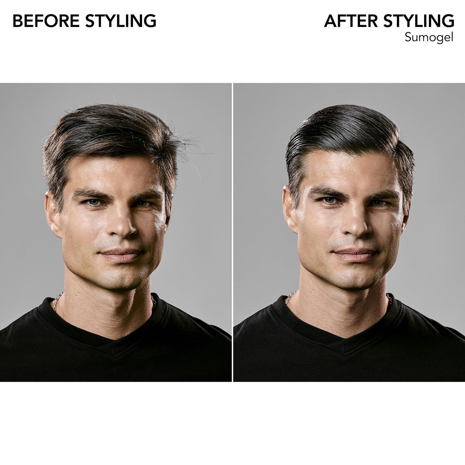 Bumble and bumble Sumogel Hi-Hold Styling Hair Gel with strong hold and high shine finish, applied to styled hair.