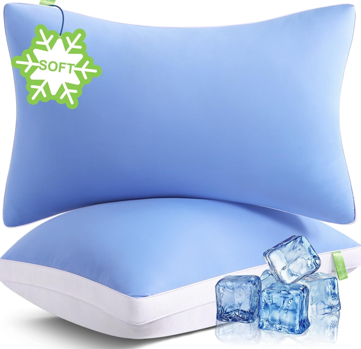 Set of two MEELUS queen size silky soft pillows with luxurious down alternative fill, featuring smooth, plush pillow covers.