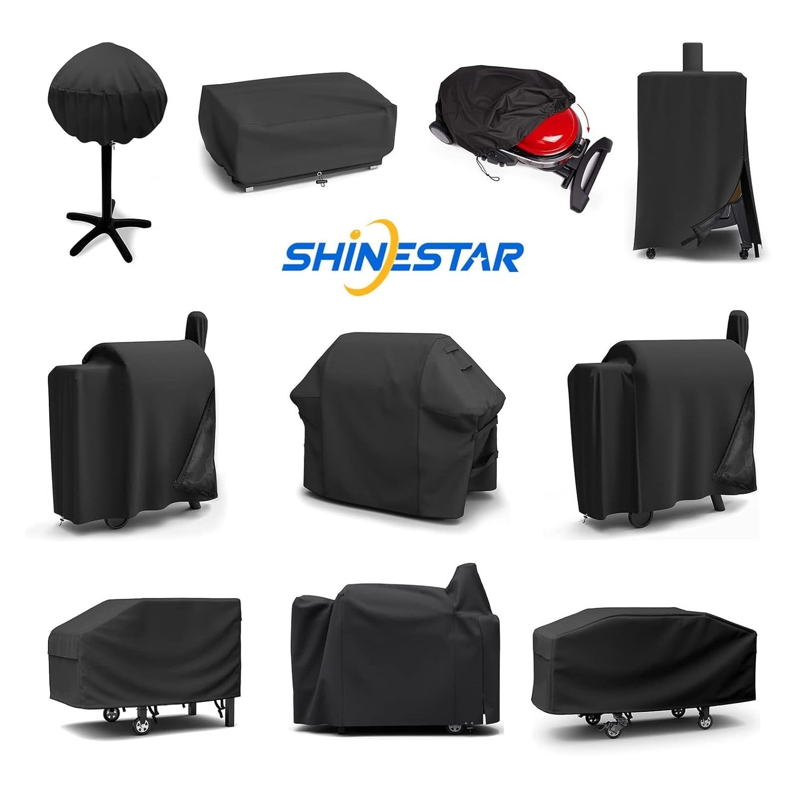 Shinestar 38-inch built-in grill cover for Coyote, DCS, Jenn-Air, KitchenAid, and Lynx grills, shown protecting the appliance.