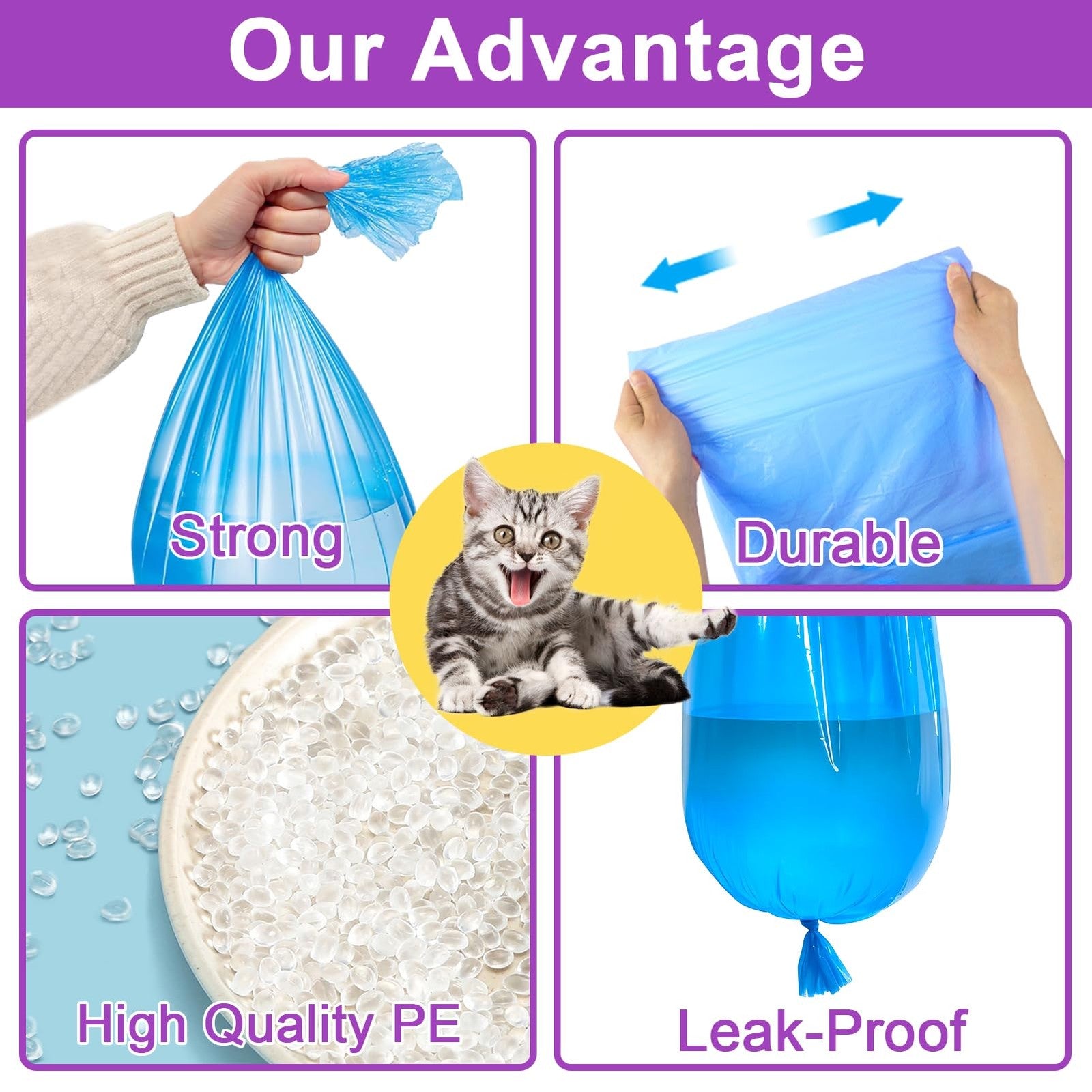 SOHBCLE upgraded cat litter refill bags 8-pack cartridges compatible with Genie Cat Litt, showing sealed packaging.
