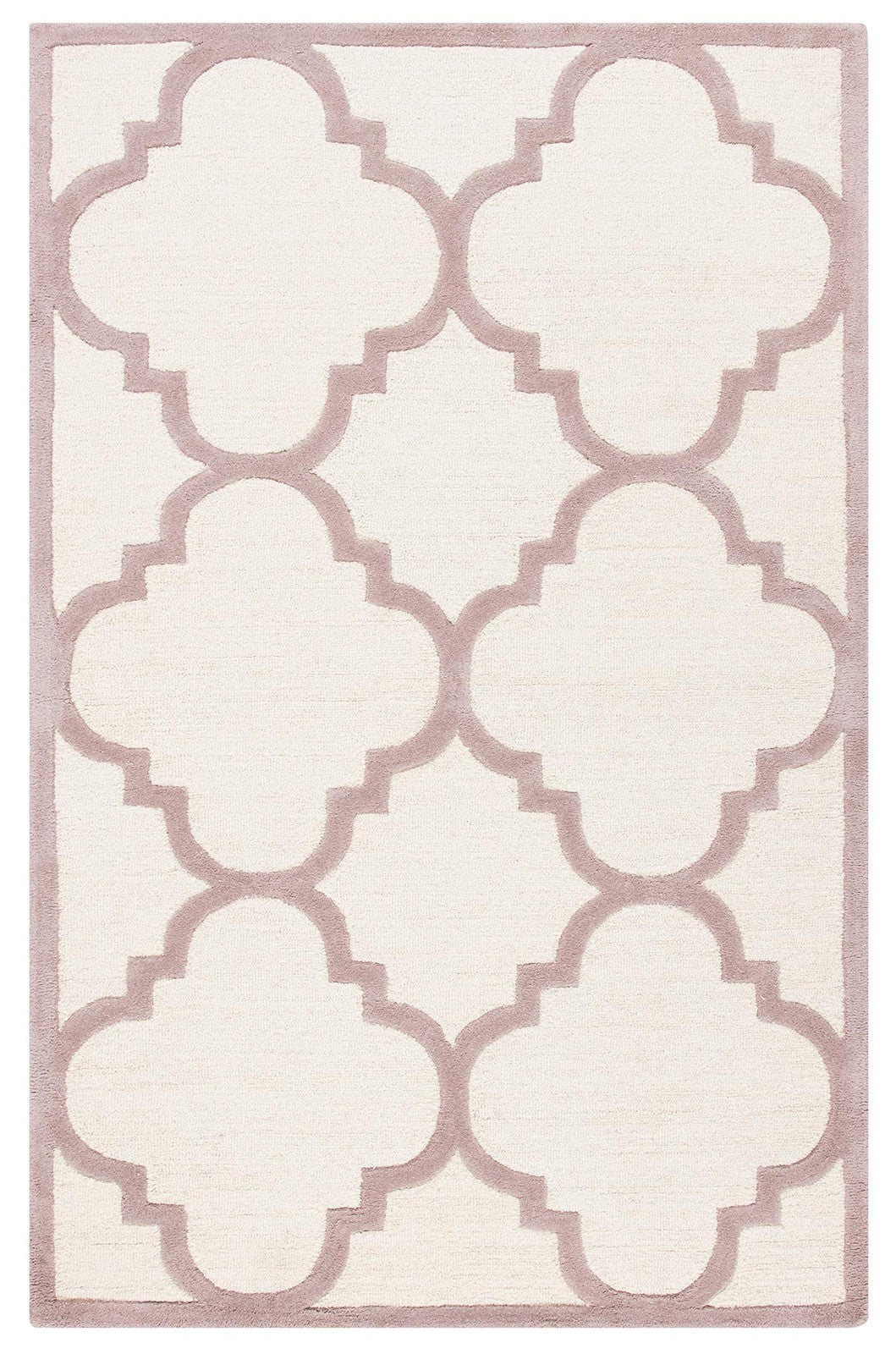 Safavieh Cambridge Collection handmade Moroccan rug, 5x8 feet, ivory and beige geometric design, plush textured surface.