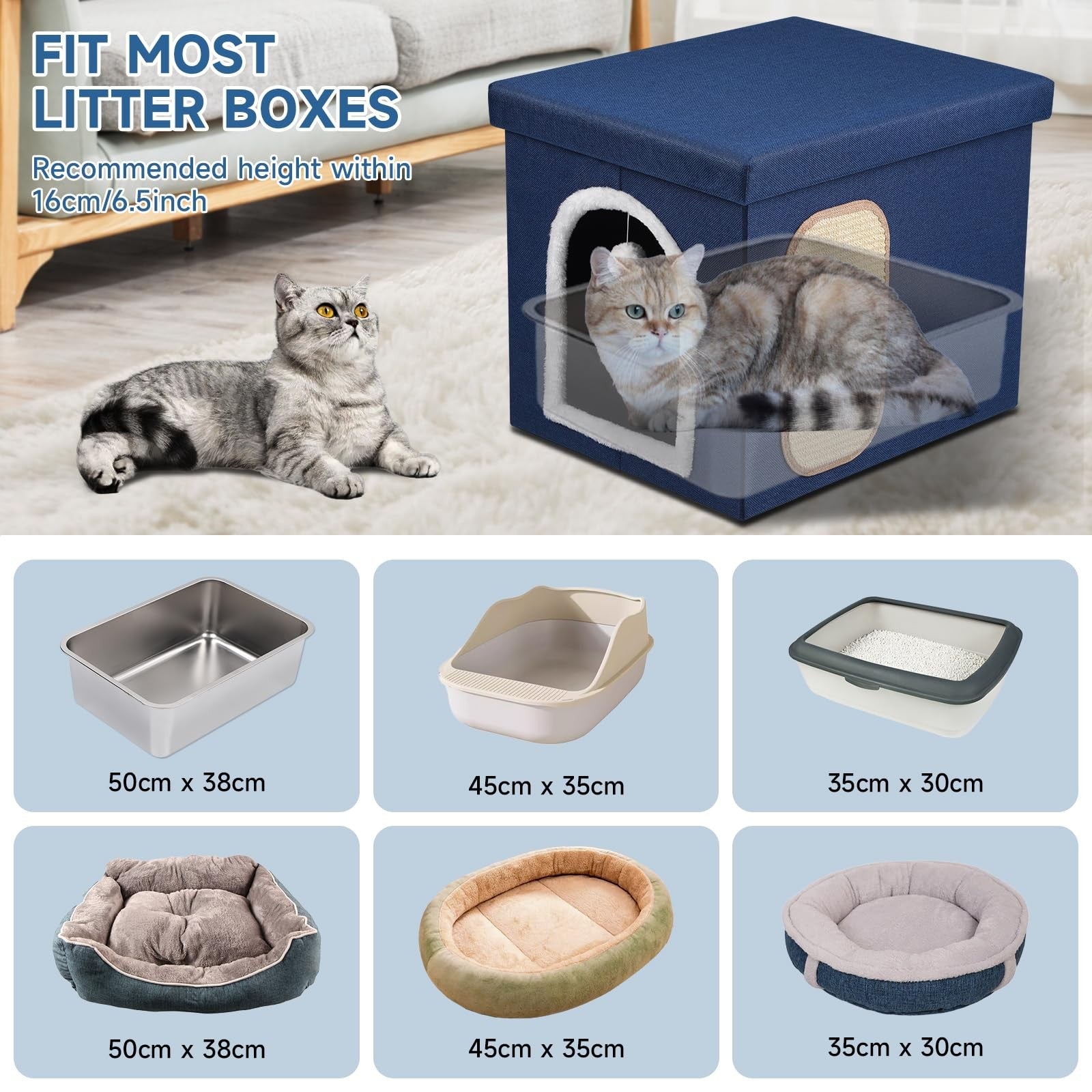 Shikha foldable cat litter box enclosure with mesh sides, waterproof design, and hidden storage for easy cleaning and discreet pet care.