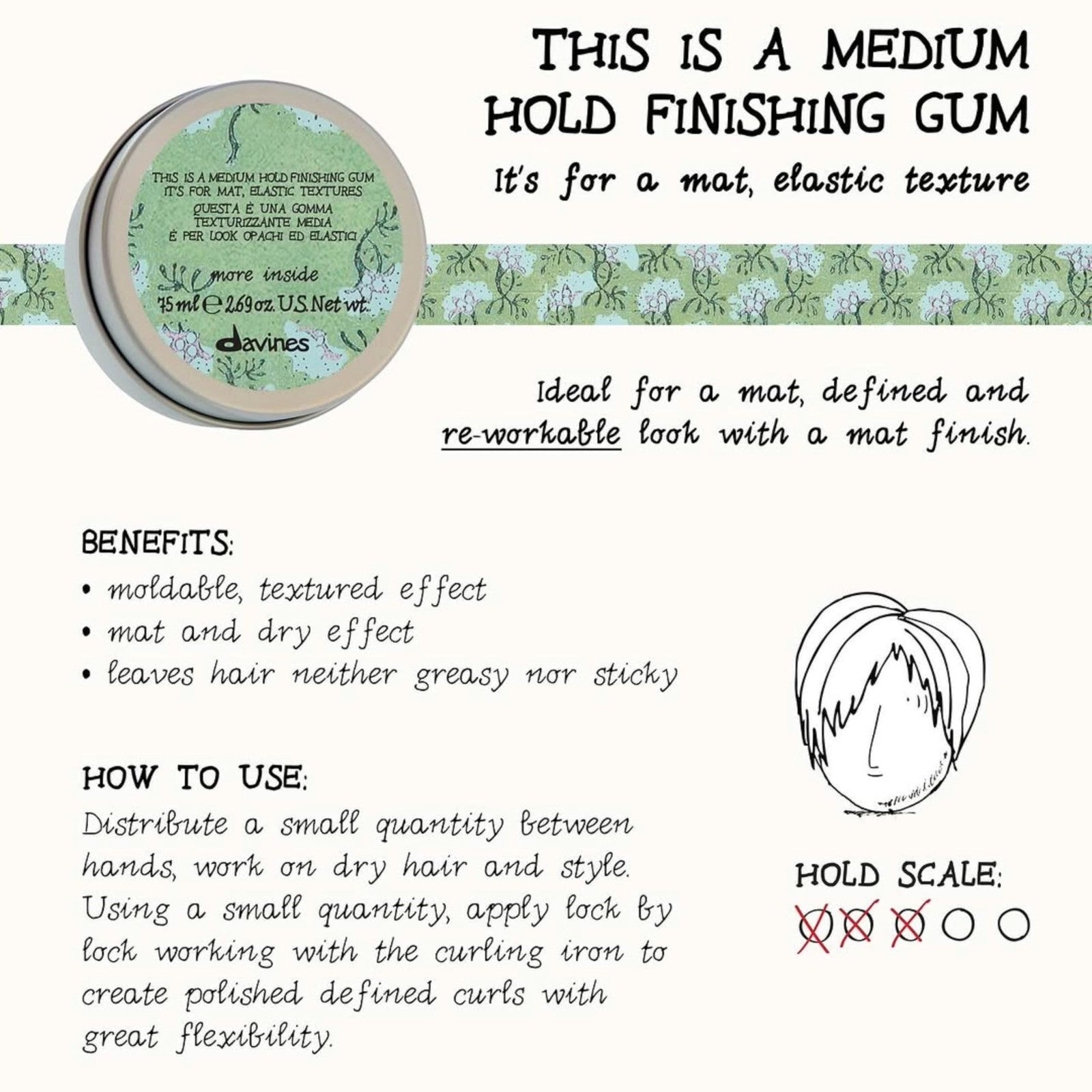 Davines This Is A Medium Hold Finishing Gum in a jar, showing the lightweight, residue-free formula and textured product surface.