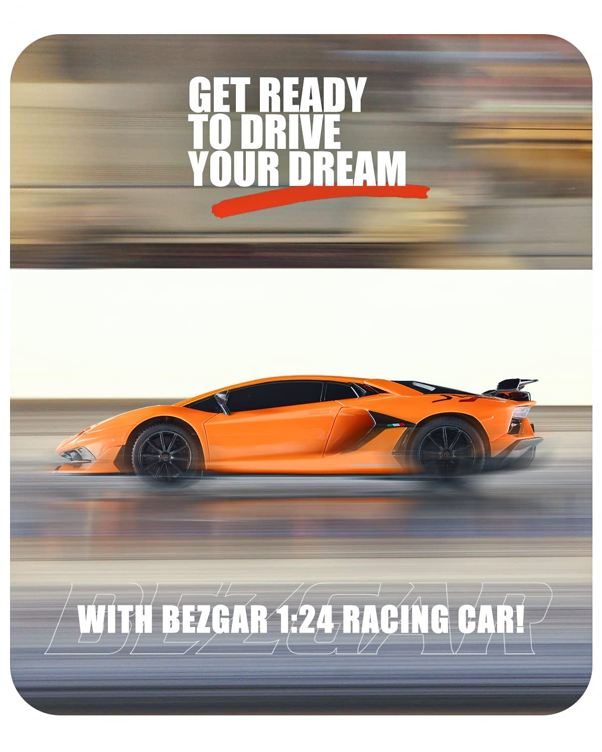 BEZGAR licensed RC 124 Lamborghini toy car for kids, detailed remote control Lamborghini model in vibrant colors.