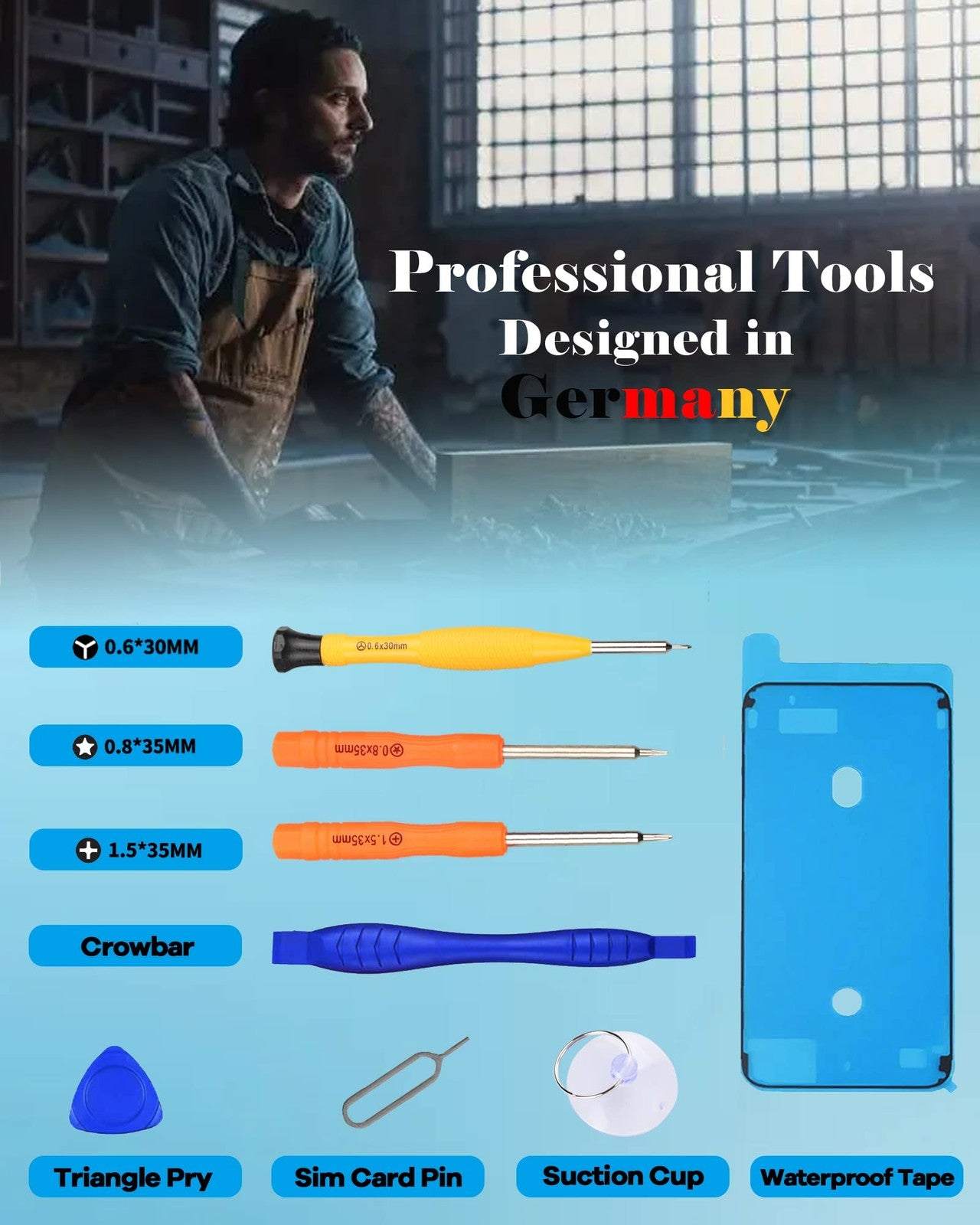 Ayake Screen Replacement for iPhone 13 FHD LCD Touch Digitizer with True Tone, pre-installed front camera and earpiece housing, includes repair tools and screen protector