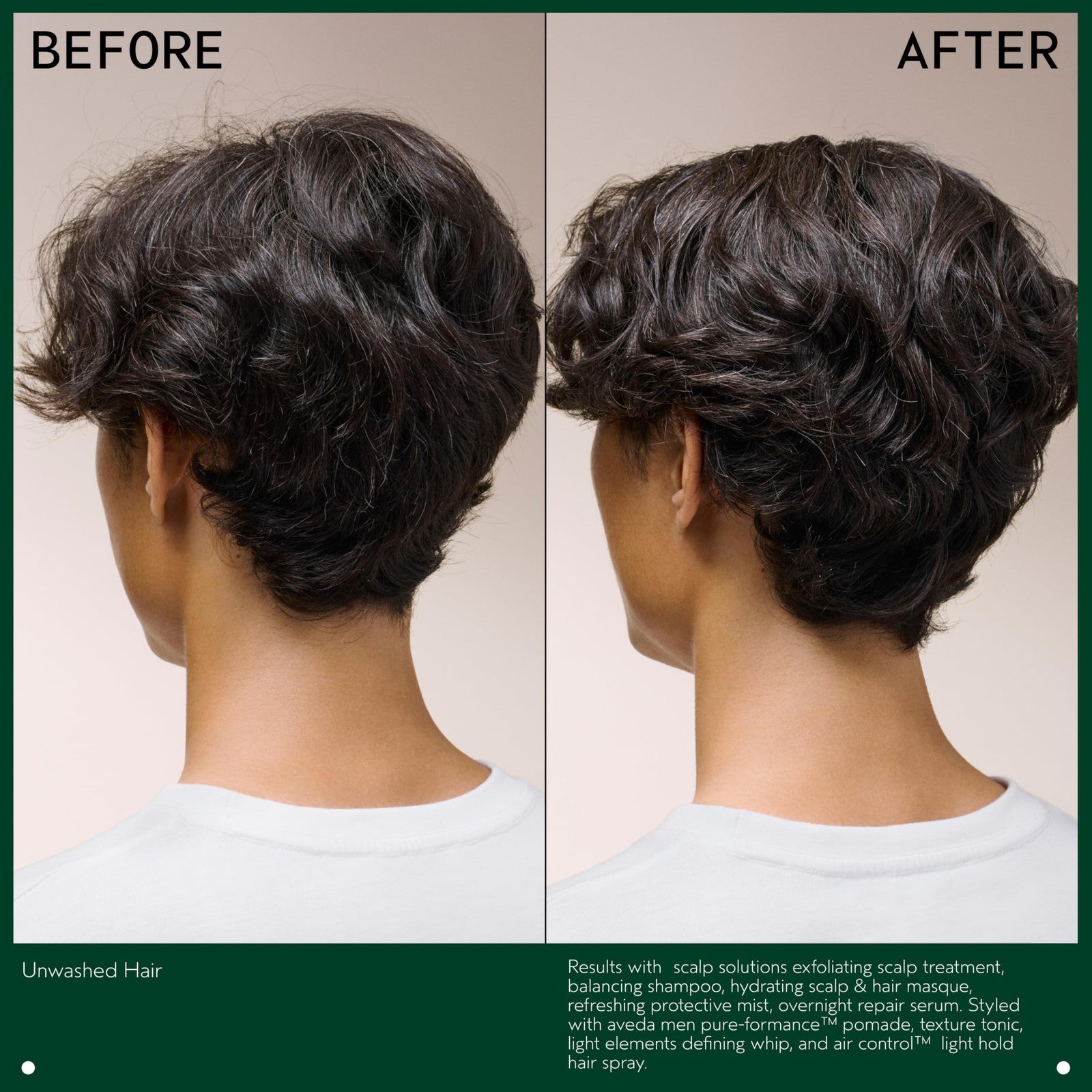 Aveda Men Pure-Formance Pomade in a sleek container, showing the non-greasy formula and strong hold for men's styling.