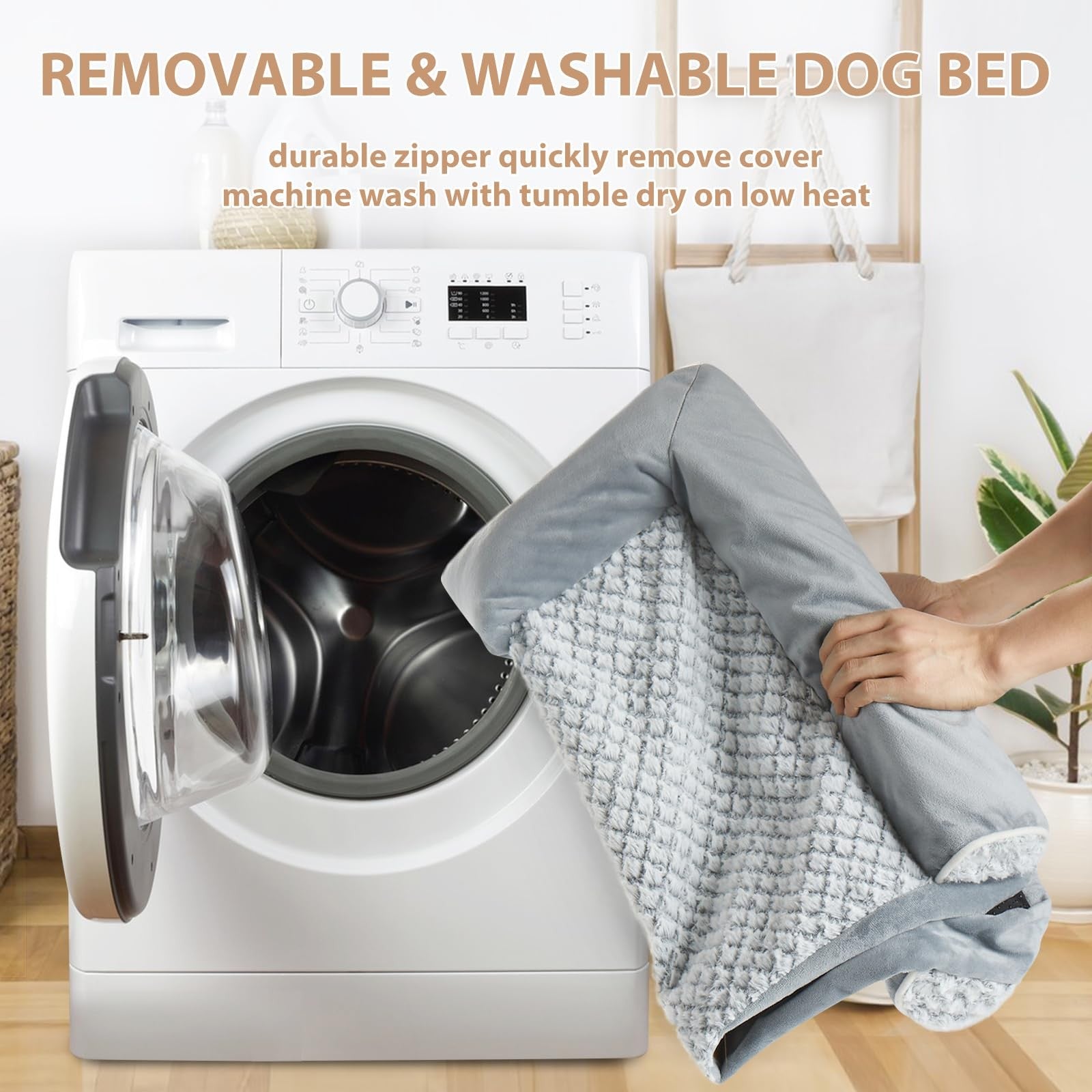 Large WNPETHOME orthopedic dog bed for XL dogs, washable and water-resistant pet bed with plush cushioning for comfort.