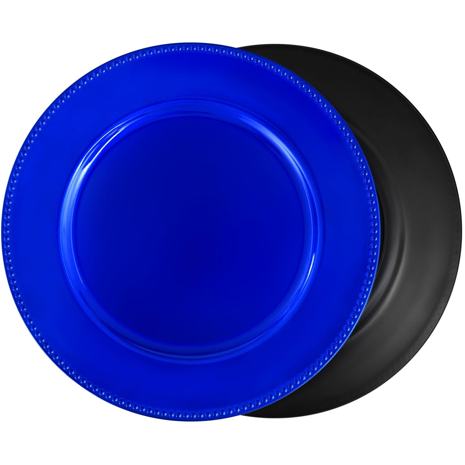Royal blue 13-inch round charger plates from REWOMC, beaded design for elegant dinner table decor, set of 24 pieces.