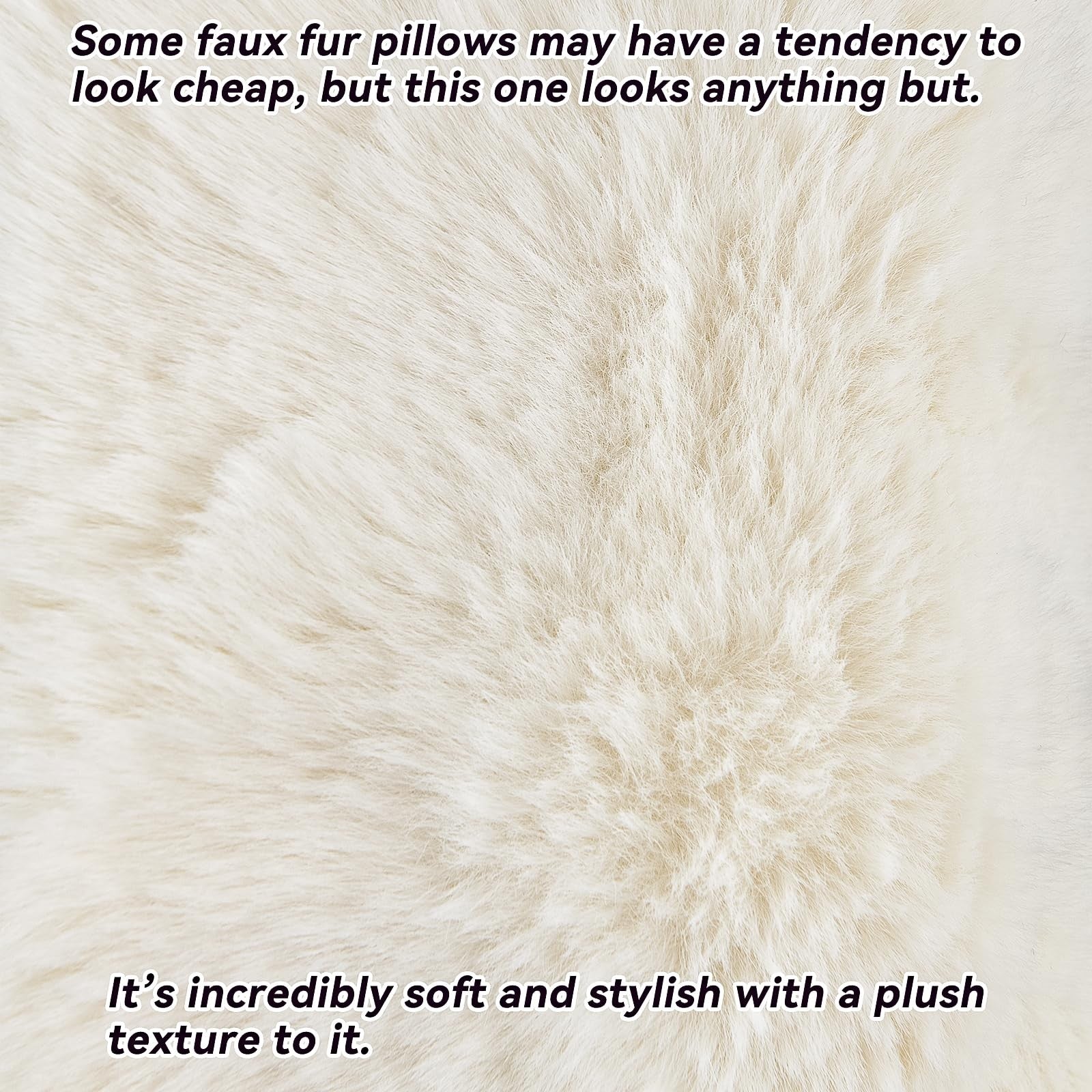 AmHoo pack of 2 cozy throw pillow covers with plush 3D faux rabbit fur, soft and luxurious for sofa or bedroom decor.