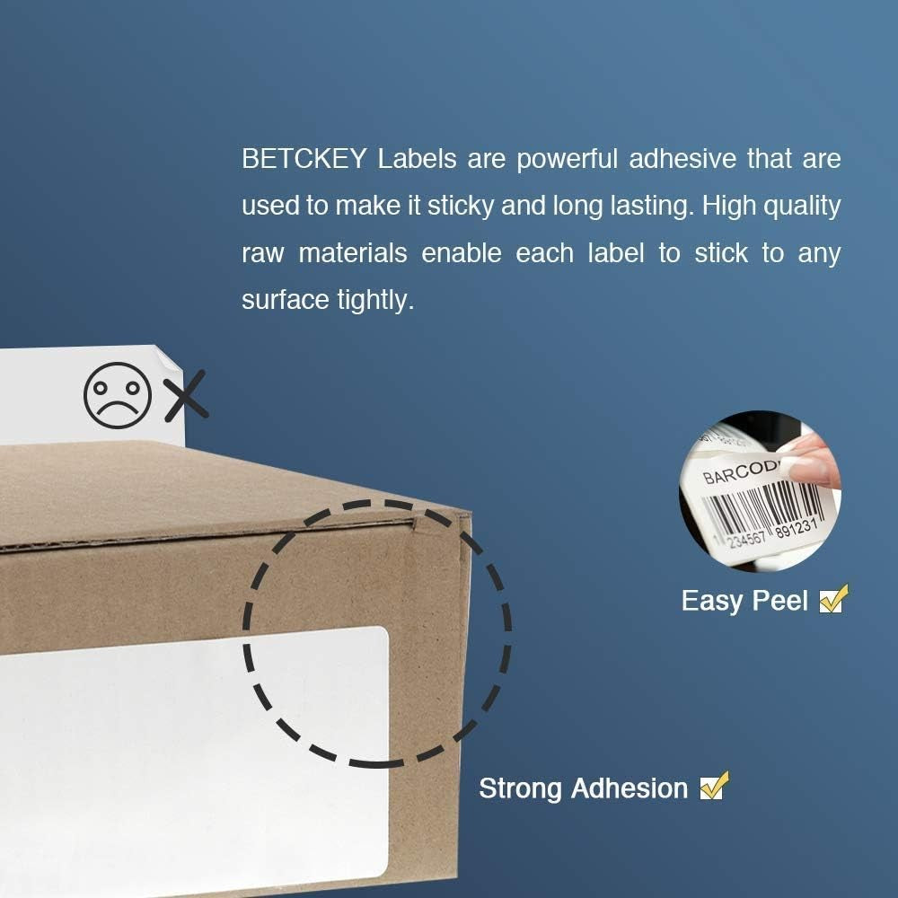 BETCKEY compatible label sheets for Brother DK-1247, 4.07 x 6.4 inches, showing stacked label sheets on a white background.