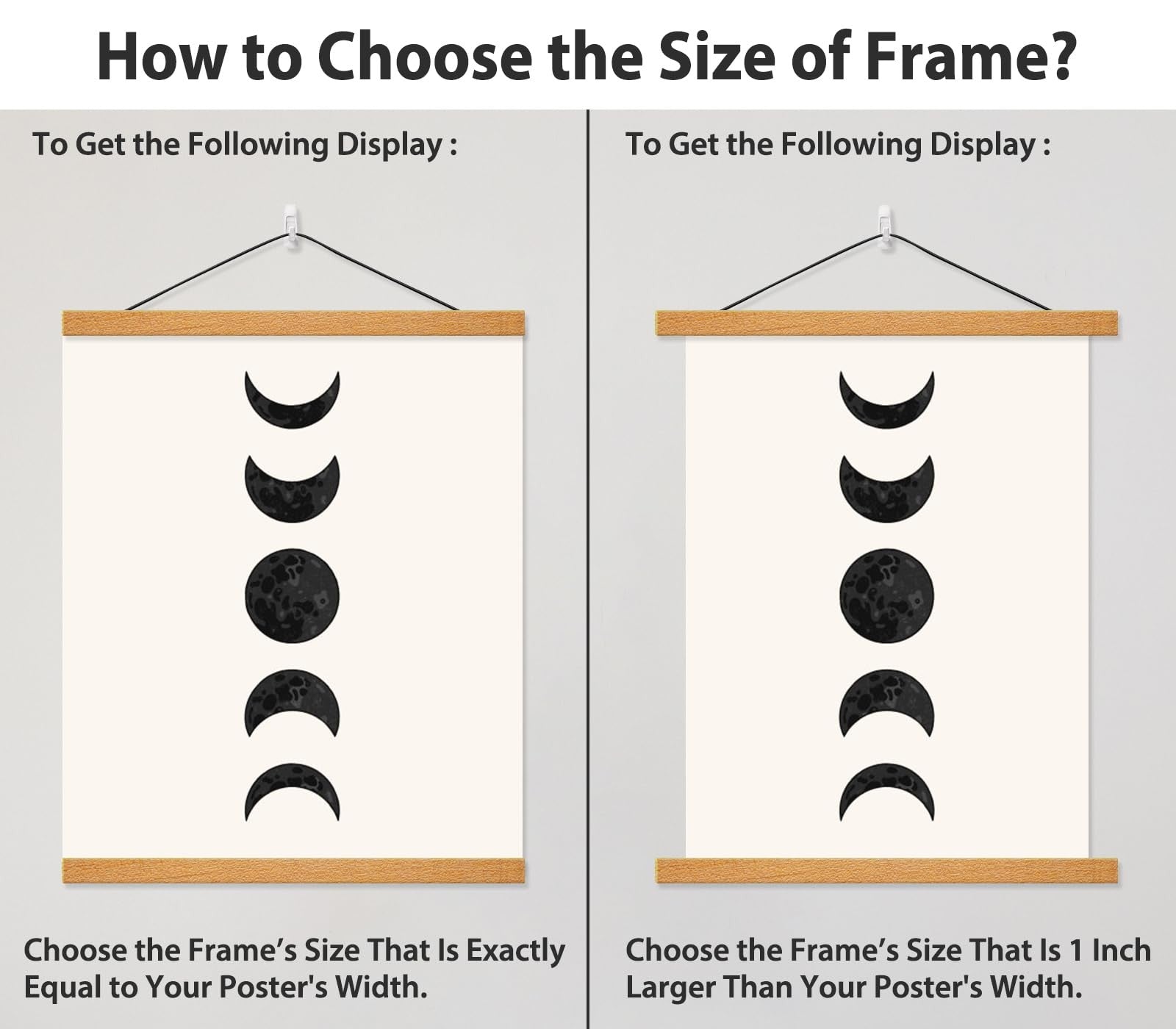 HONKKI magnetic poster hanger frame for 22x28, 22x30, and 22x34 movie and music posters, showcasing sleek black design.