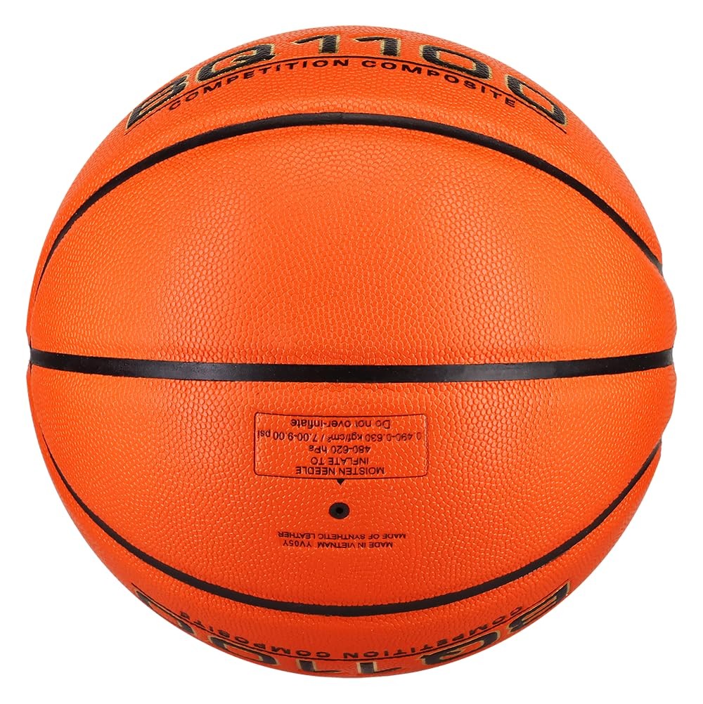 Orange Mikasa BQ1100 Competition Basketball, official size, with textured surface for grip and performance.