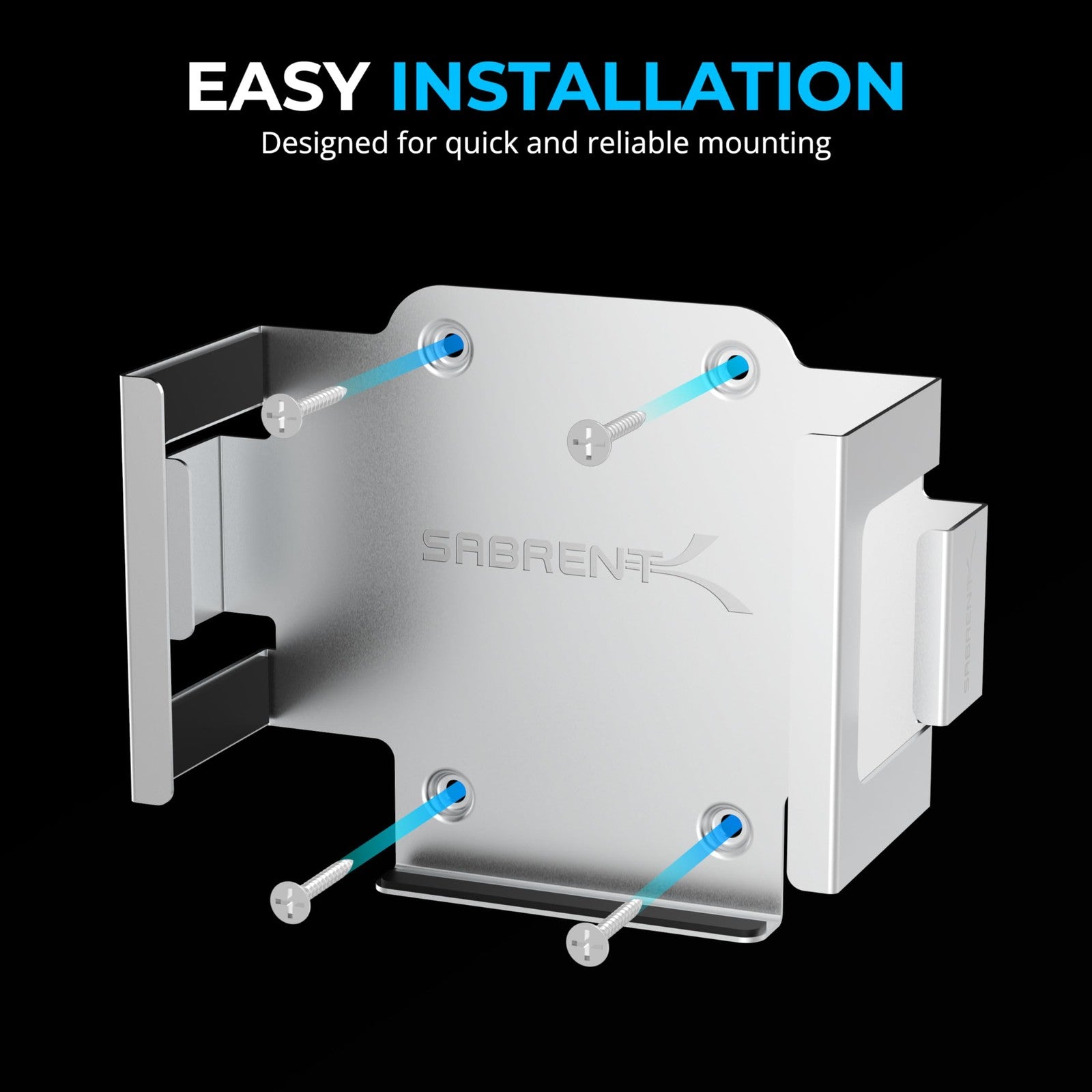 SABRENT Desk/Wall Flex-Mount for Mac mini 2024+ in sleek aluminum with scratch-resistant finish, ideal for secure mounting.