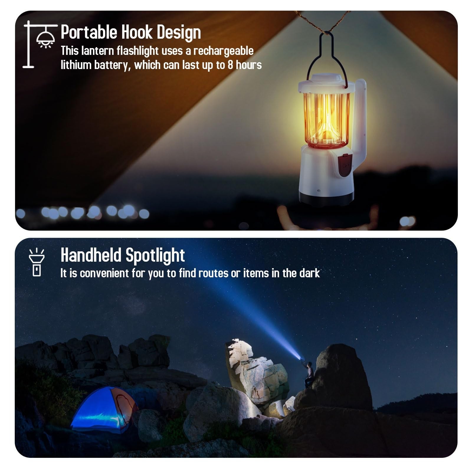 COWHERD 2-pack rechargeable LED flashlights with 1200 lumens, bright spotlight, and durable design for outdoor and emergency use.