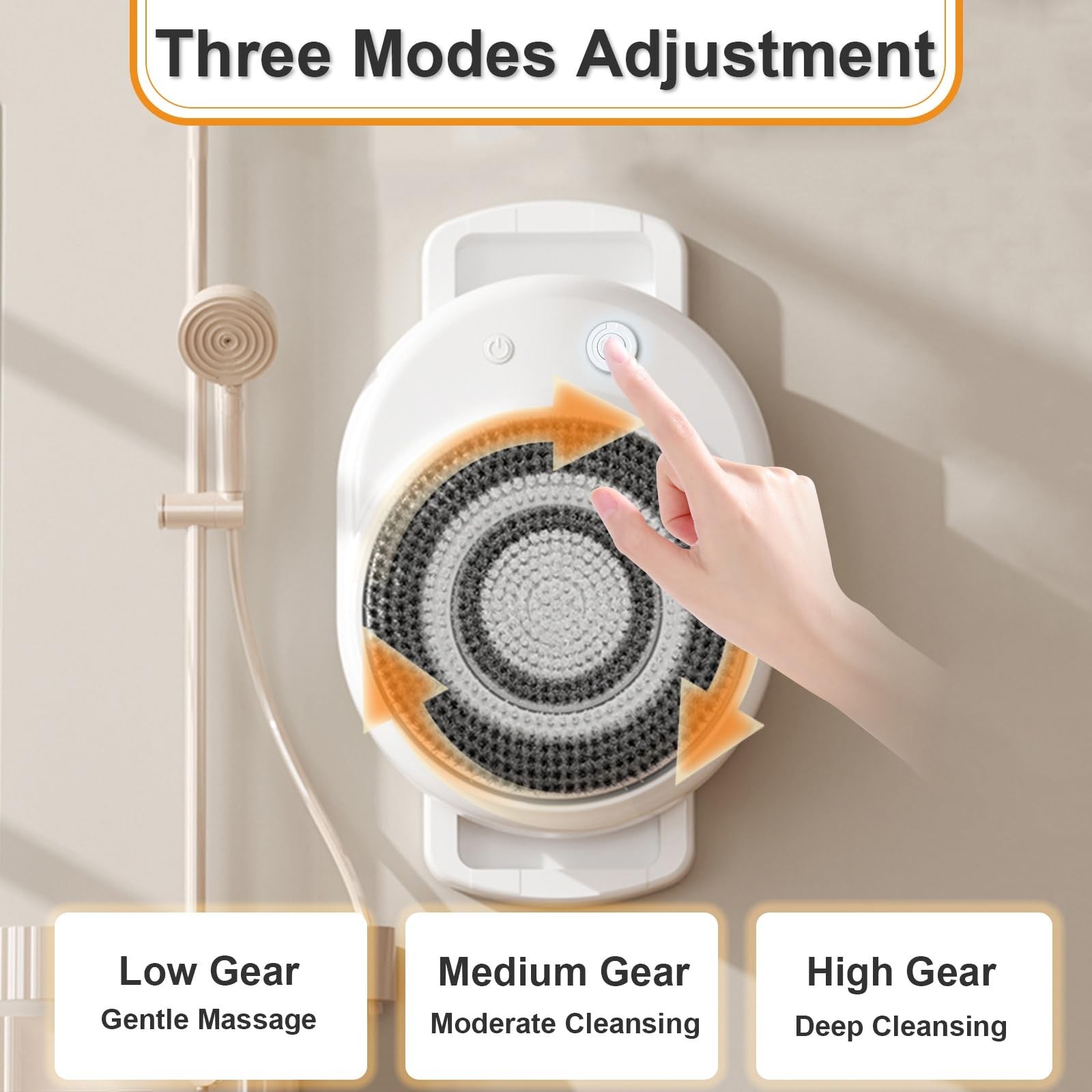 Lvrunben electric wall-mounted body brush with soft bristles, rechargeable design for gentle skin cleansing and exfoliation.