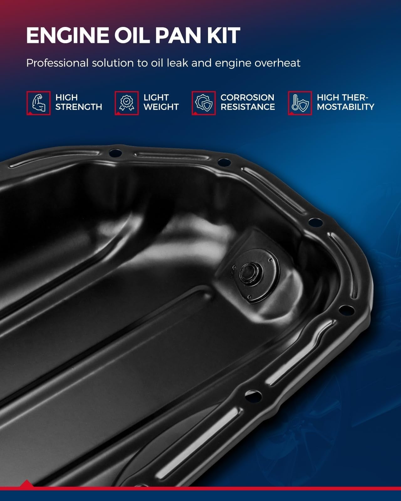 KAX engine oil pan for Toyota Camry, RAV4, Highlander, Sienna V6 3.5L engine, showing the metal pan with mounting holes