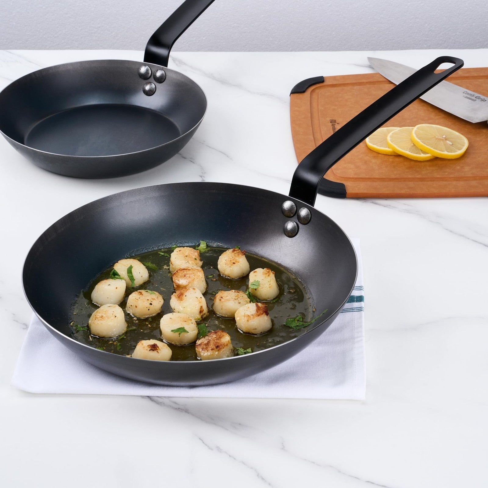 Restaurantware Met Lux 11-inch lightweight fry pan with triple-rive design, induction-ready cookware for versatile cooking.