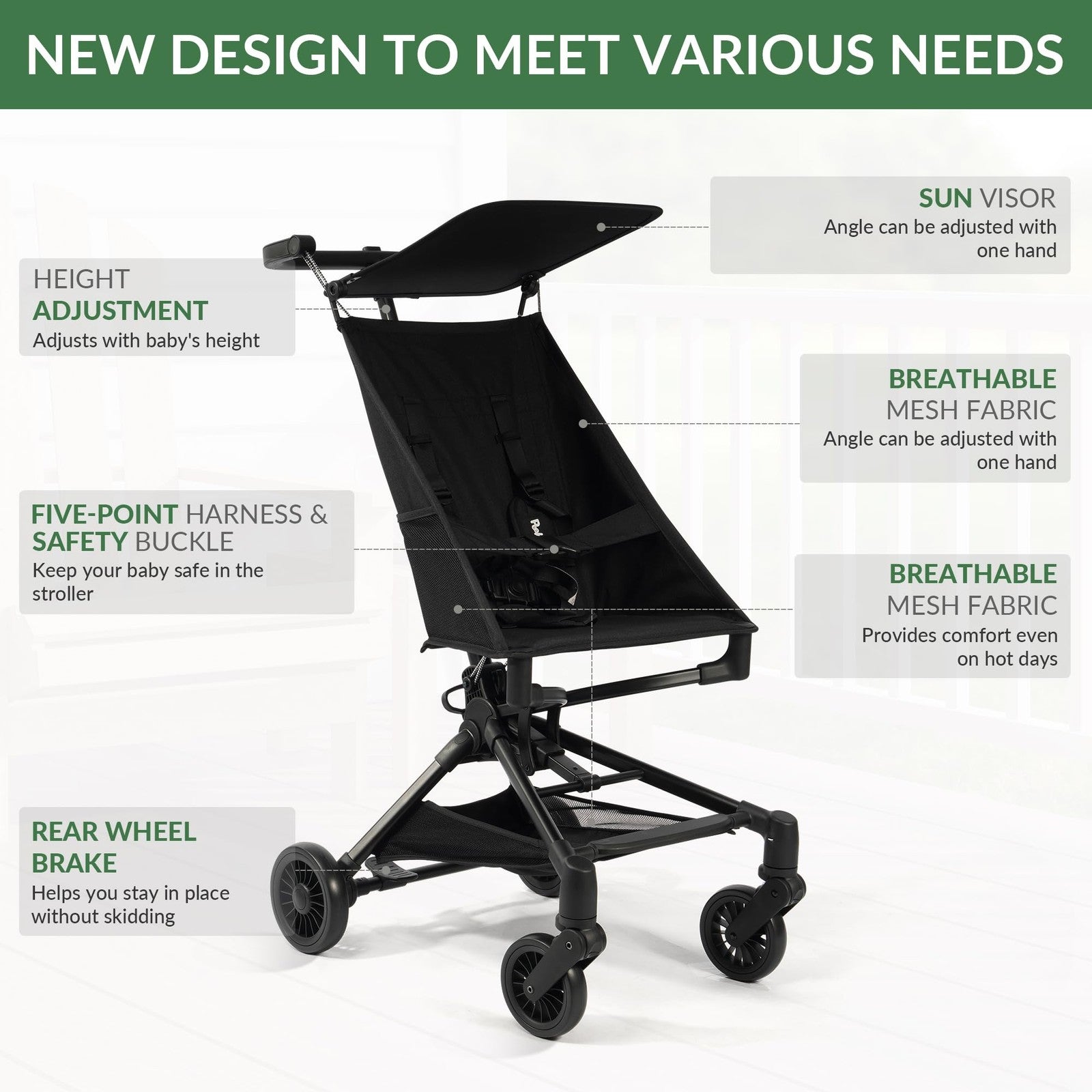 Peekabu lightweight travel stroller for airplane, compact foldable baby stroller weighs 10.5 lbs, ideal for easy travel.
