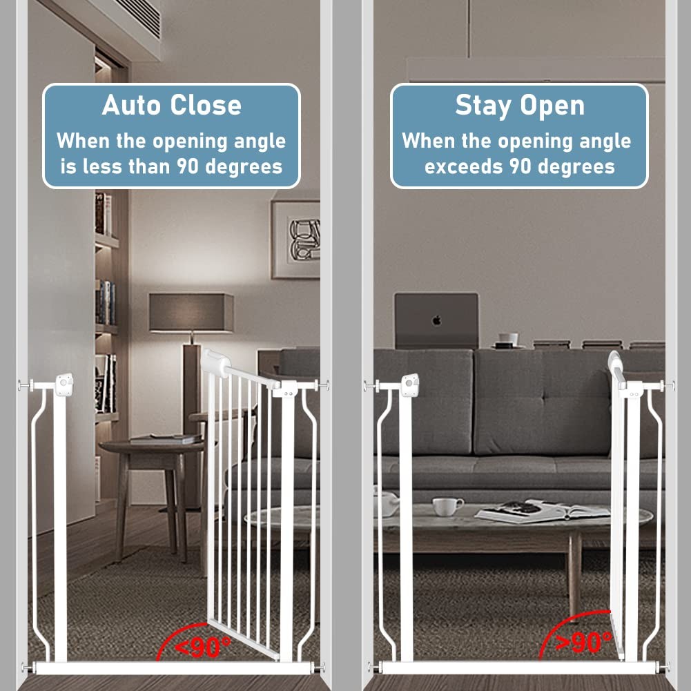 Flower Frail Baby Gate extension, pressure-mounted, fits 34-38.5 inch wide widths, with sturdy metal bars and secure locking system.