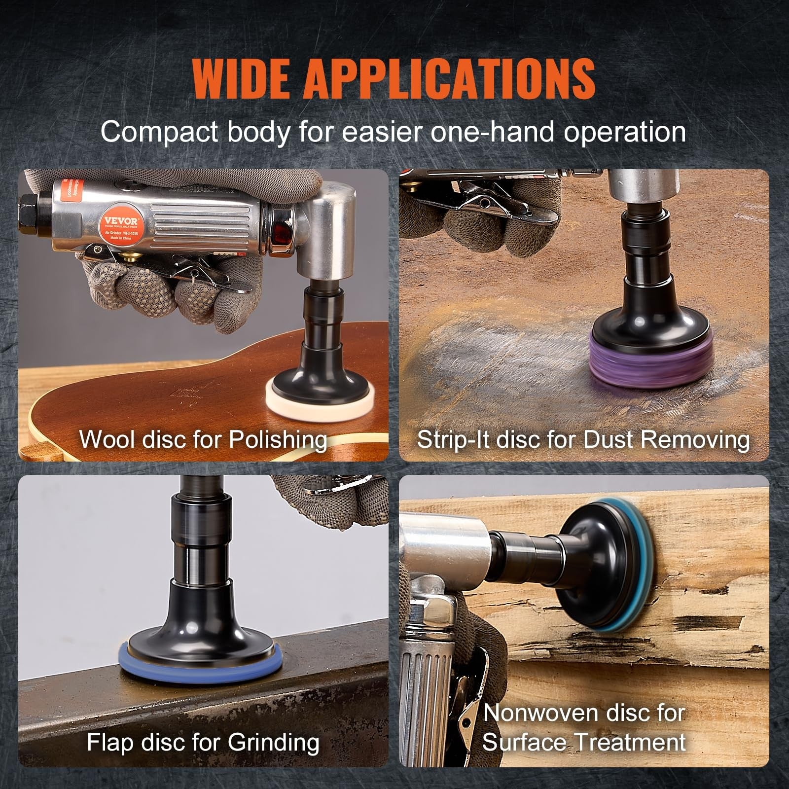 VEVOR 1/4 inch right angle air die grinder with 20000 RPM, lightweight design, ball bearing for smooth operation.