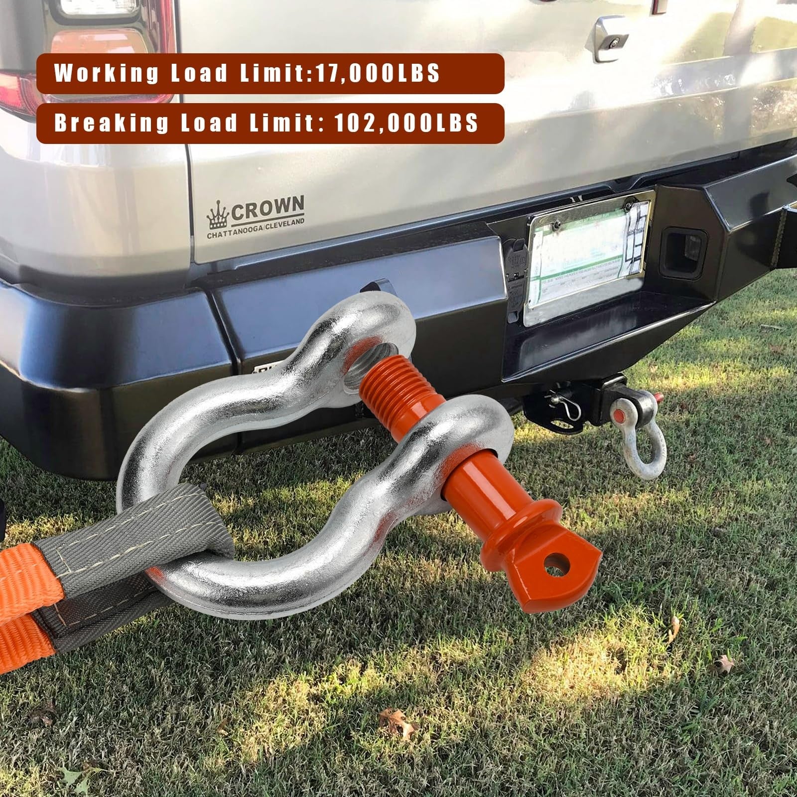 Leero 1-inch D Ring Shackle with 8.5-ton load capacity, heavy-duty clevis shackle for lifting and rigging applications