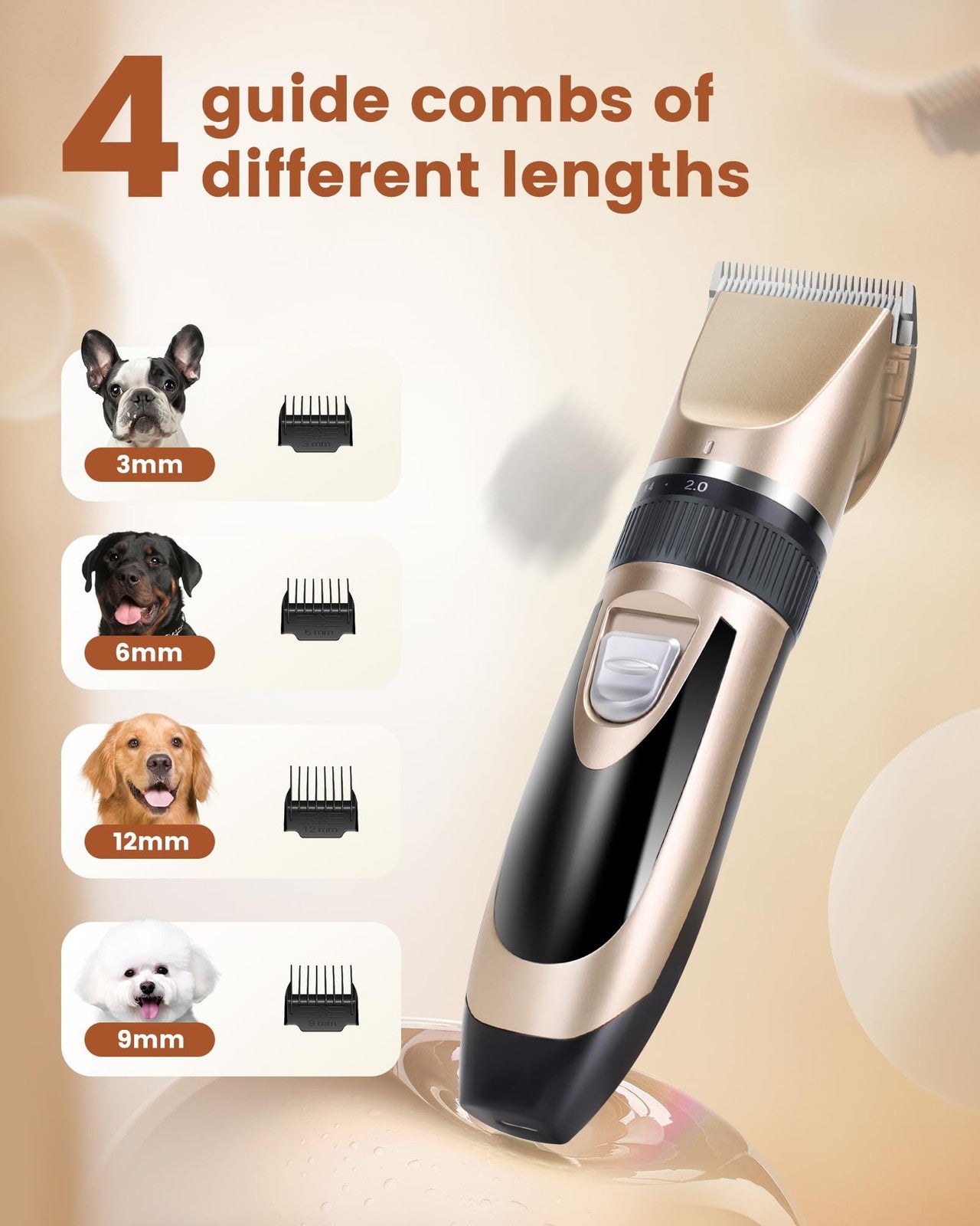PAPMINI 2-in-1 cordless dog grooming kit with low noise rechargeable clippers and grooming accessories for pets.