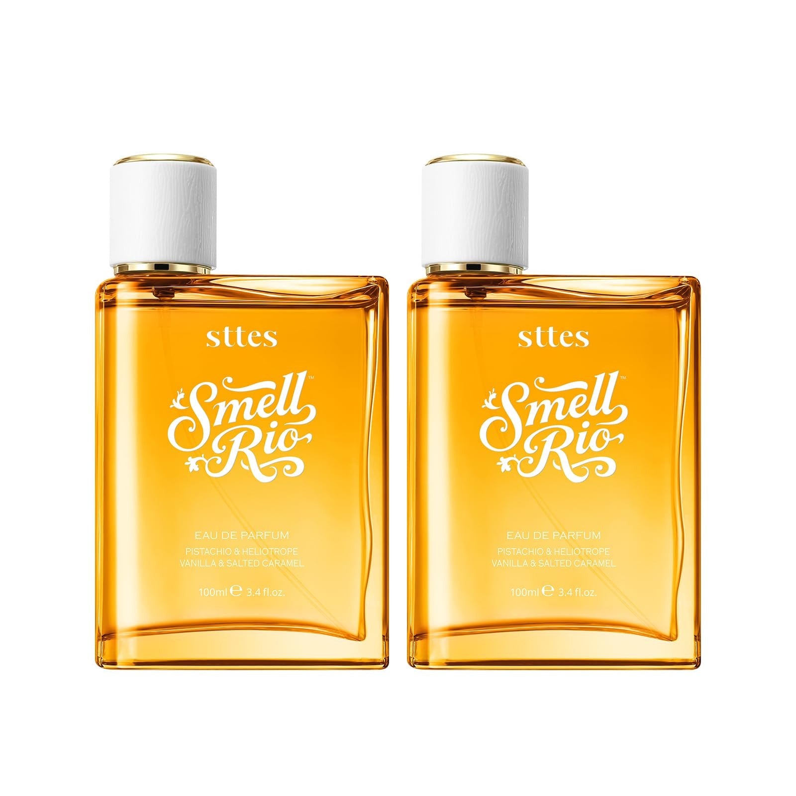 Sttes Perfume 02# Irresistible Sunshine bottle with vanilla, salted caramel, and floral accents in elegant packaging.