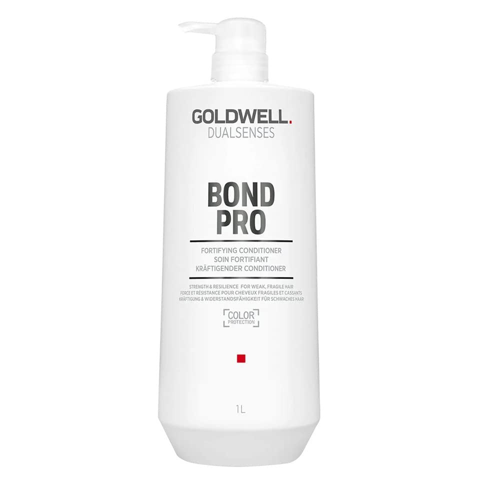 Goldwell Bond Pro Fortifying Conditioner in a 33.7 fl oz bottle, designed to strengthen and repair hair.