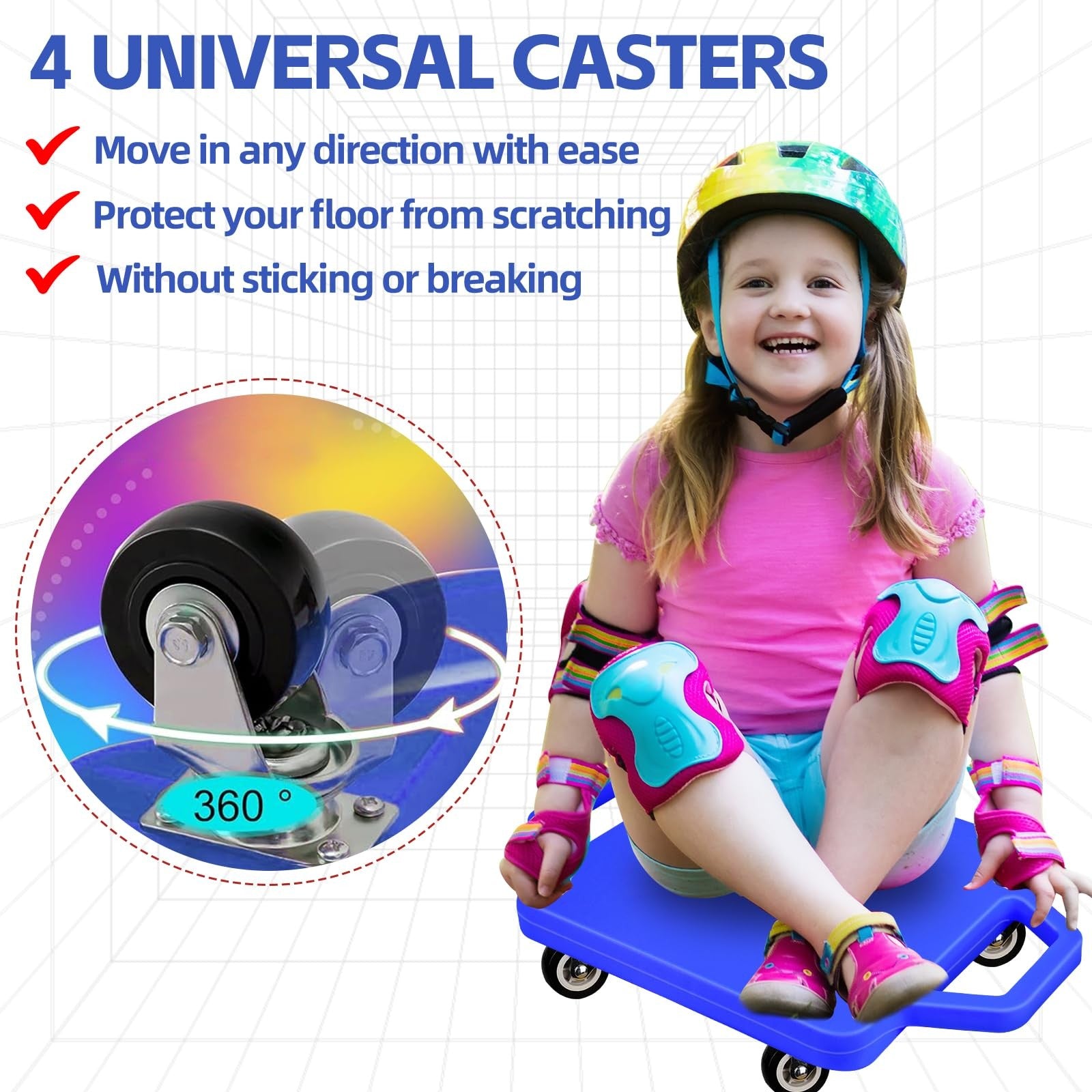 Two colored plastic sports scooter boards with handles from SUNYIWJIE, designed for sitting and outdoor play.