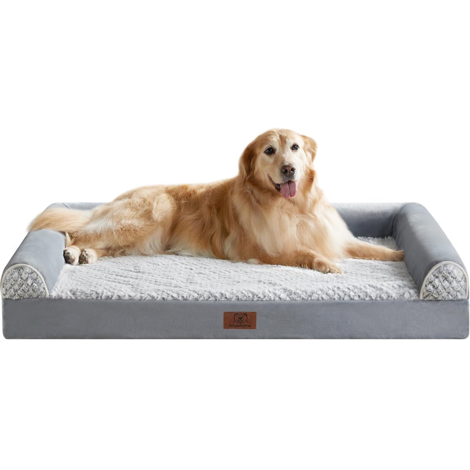 Large WNPETHOME orthopedic dog bed for big dogs, XL washable pet bed with waterproof cover, soft and supportive for comfort