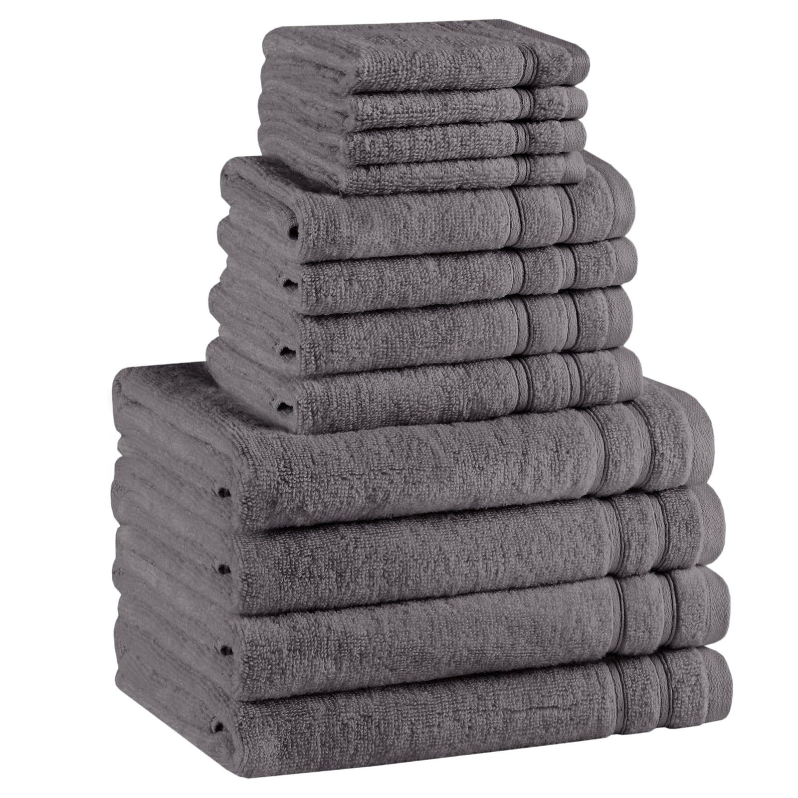 Set of four luxury Comfort Spaces bath hand towels in soft, quick-dry fabric, part of a 12-piece luxury towel set.