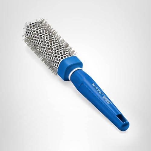 BIO IONIC BlueWave NanoIonic Conditioning Brush in medium size, showing the black brush with blue accents for frizz-free shine.