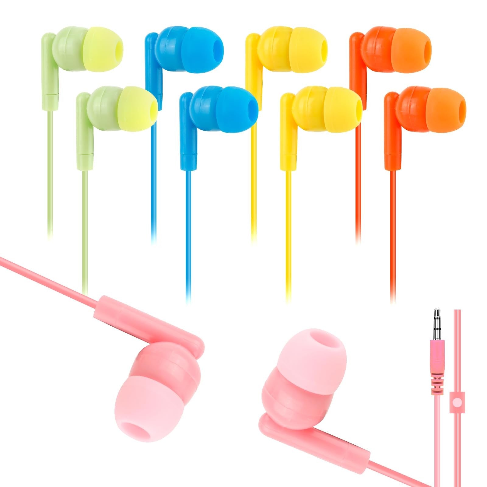 CNSZSLZ classroom earbuds for kids, bulk pack of 200, child-friendly headphones with comfortable in-ear design for students.