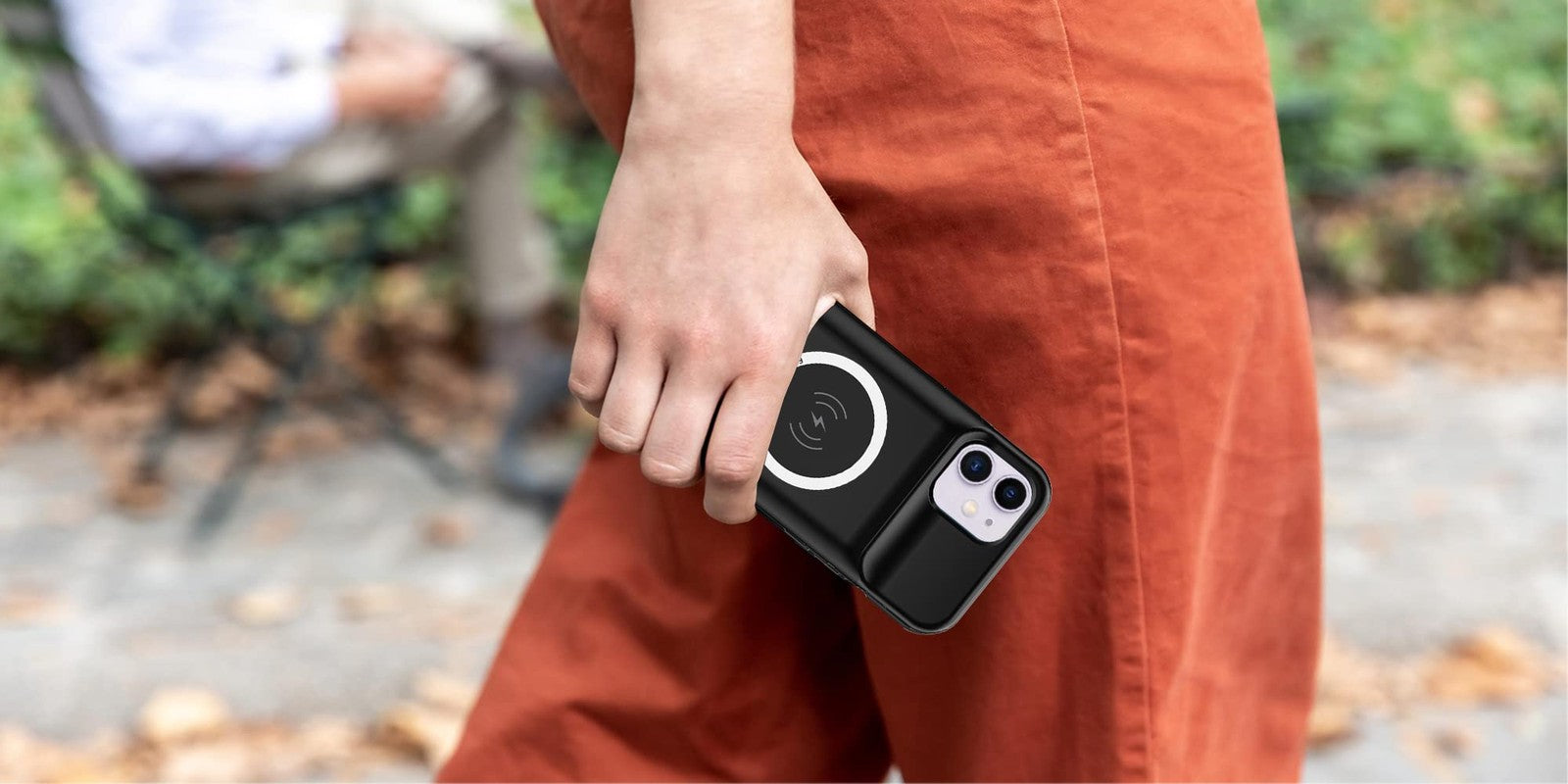 MAXBEAR iPhone 11 battery case with 10000mAh portable charging and protective design, keeping your phone charged on the go.