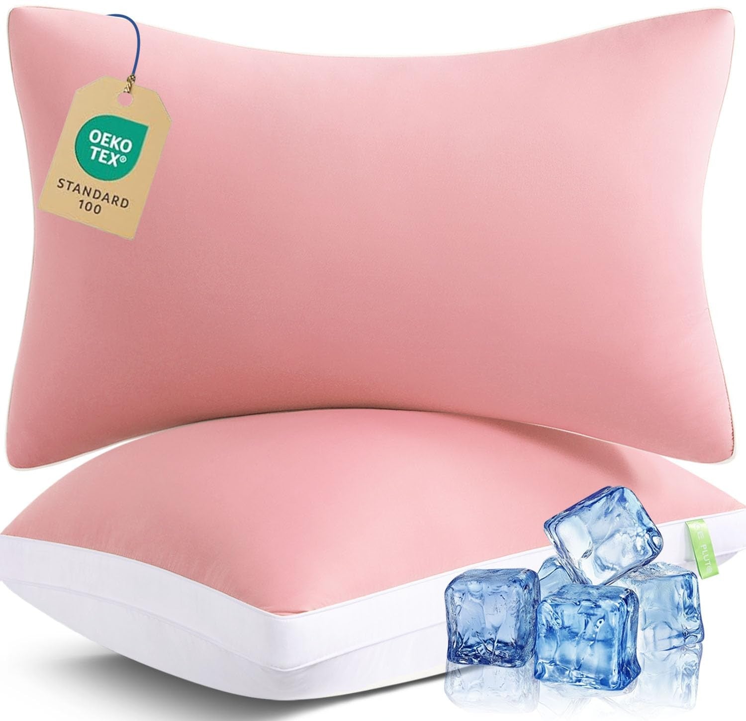 MEELUS queen size silky soft pillows set of 2 with reversible down alternative fill for comfortable sleeping, shown in image.