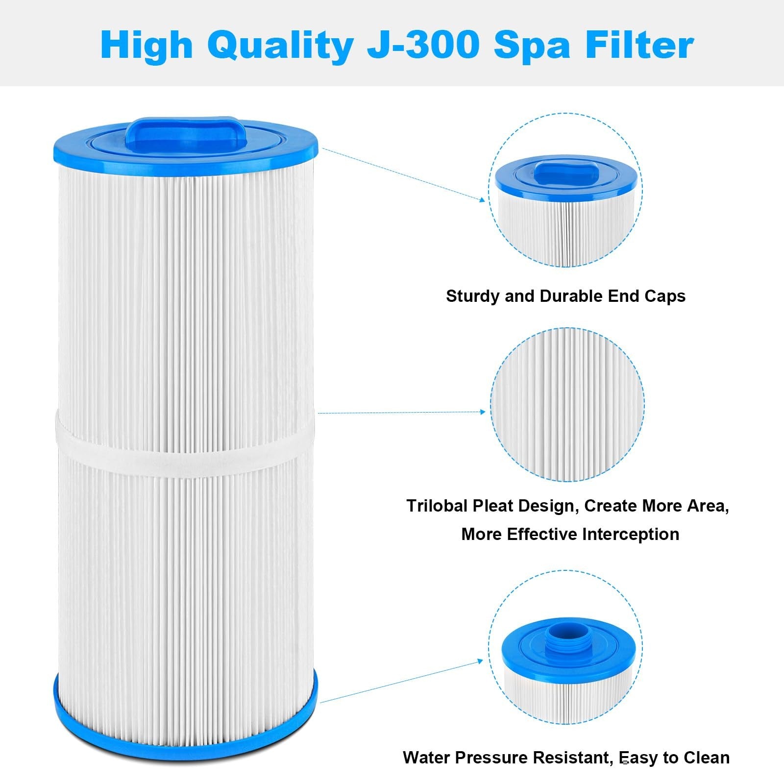 JIOTAR Spa Filter Replacement for Jacuzzi 6000-383A, showing the cylindrical filter element designed for spa and hot tub filtration.