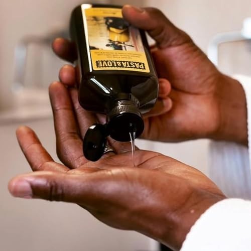Davines Pasta & Love 3-in-1 hydrating hair, beard, and body wash in a clear bottle with a pump dispenser.