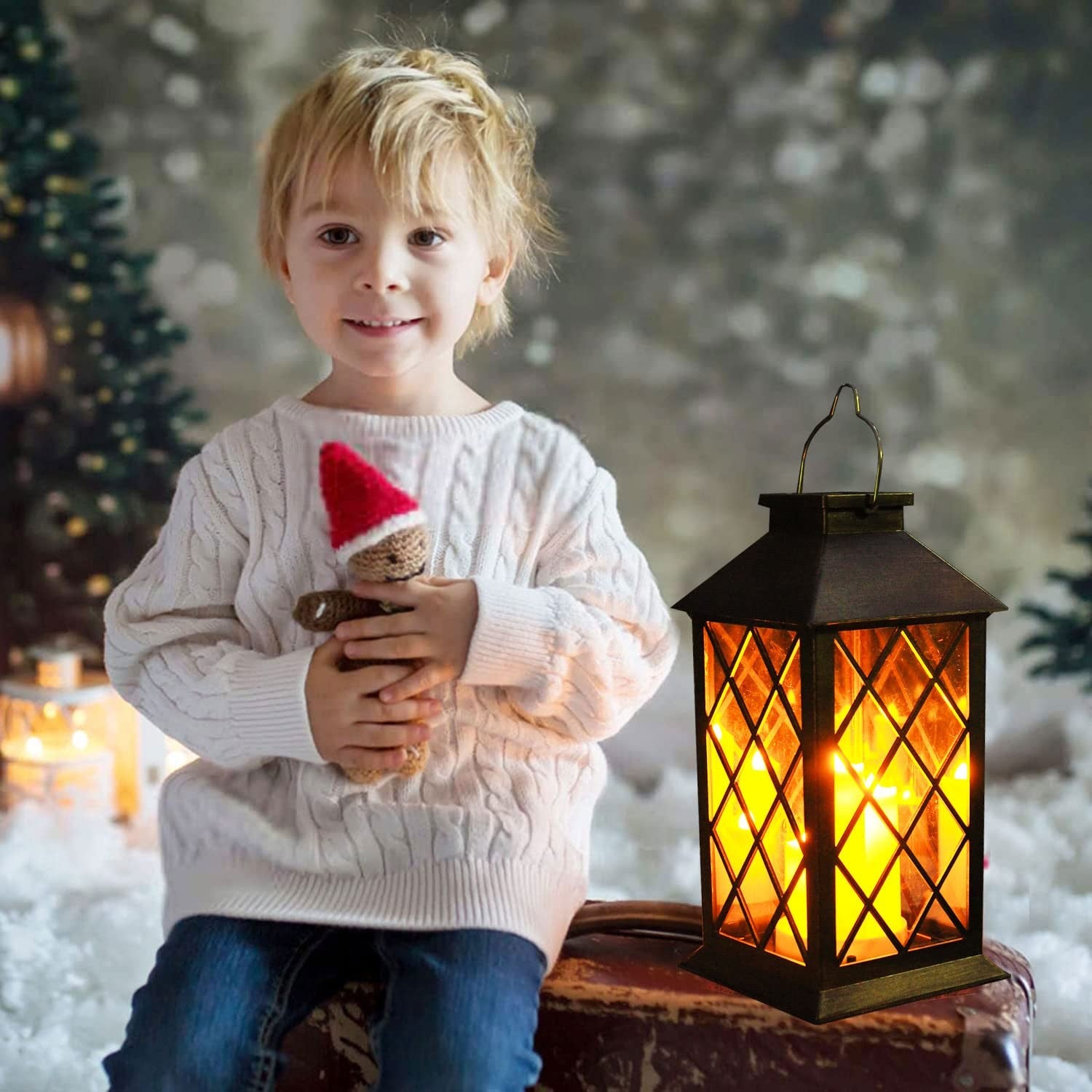 Guanfu solar outdoor garden lantern hanging waterproof PVC upgrade with LED light, suitable for patio or pathway lighting.