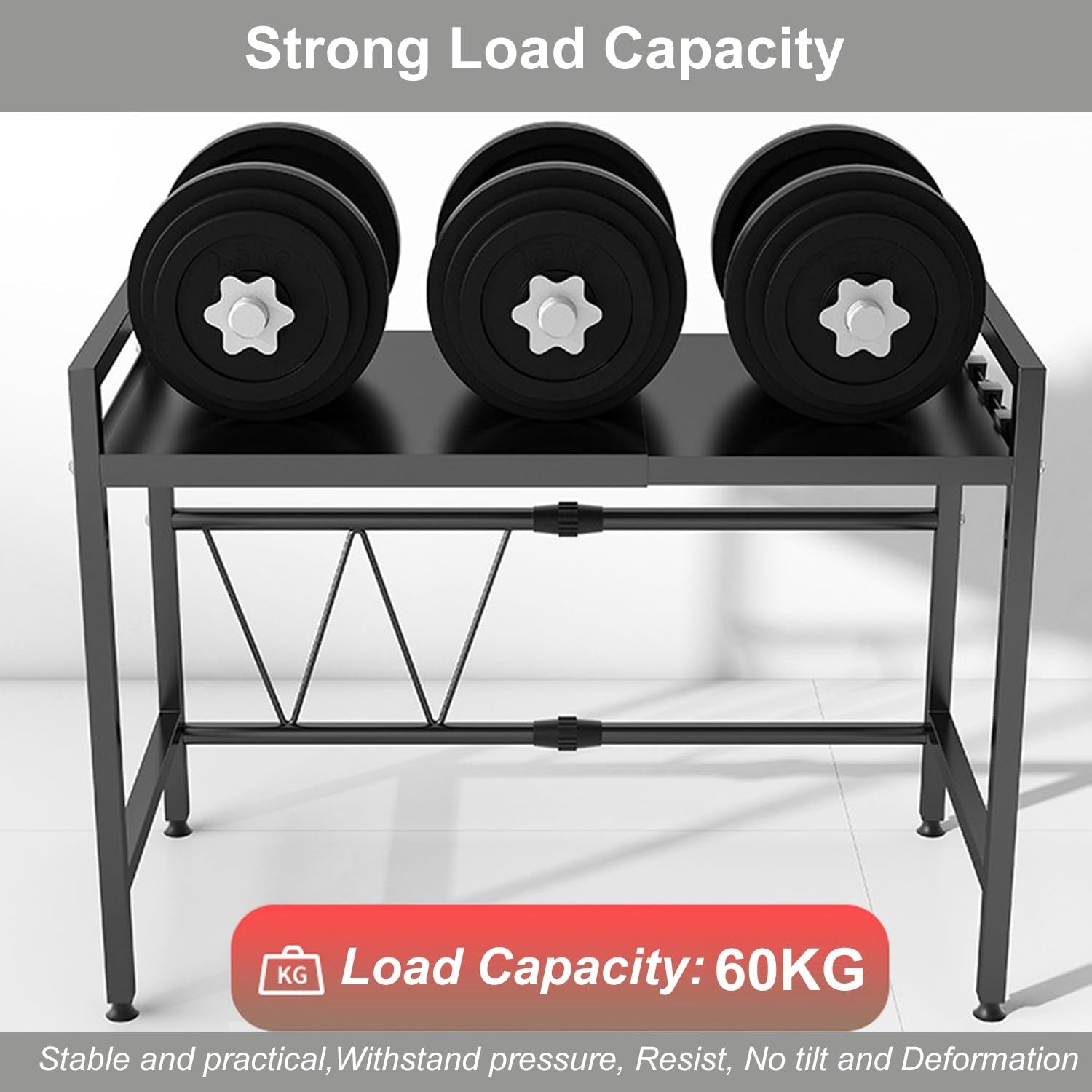 LoyalKBS expandable microwave stand with heavy-duty over-microwave shelf, black metal frame and adjustable countertop support.