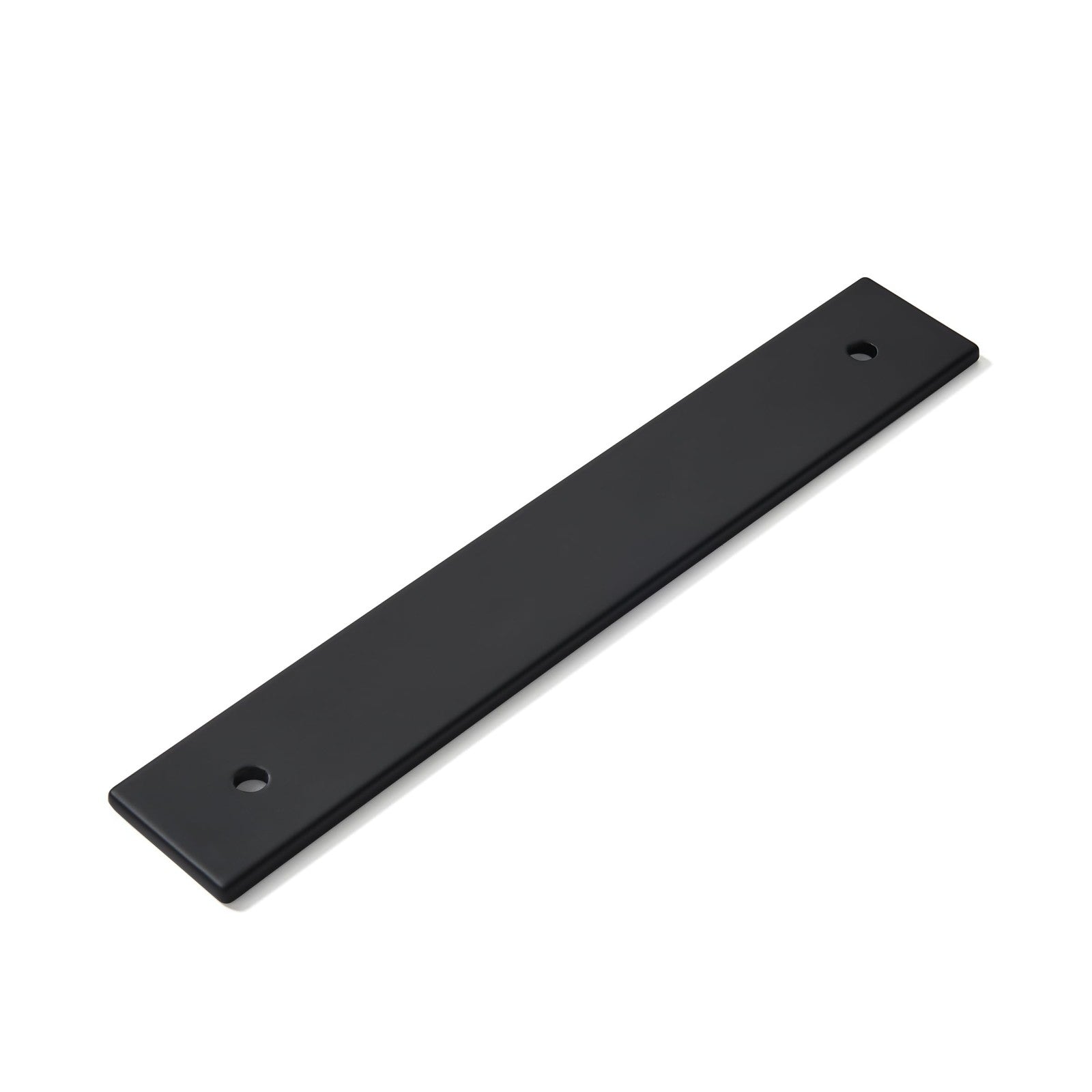 khtumeware 5-pack 9-inch square backplate with 8-inch CC matte black finish for cabinet pulls, shown mounted on a cabinet.
