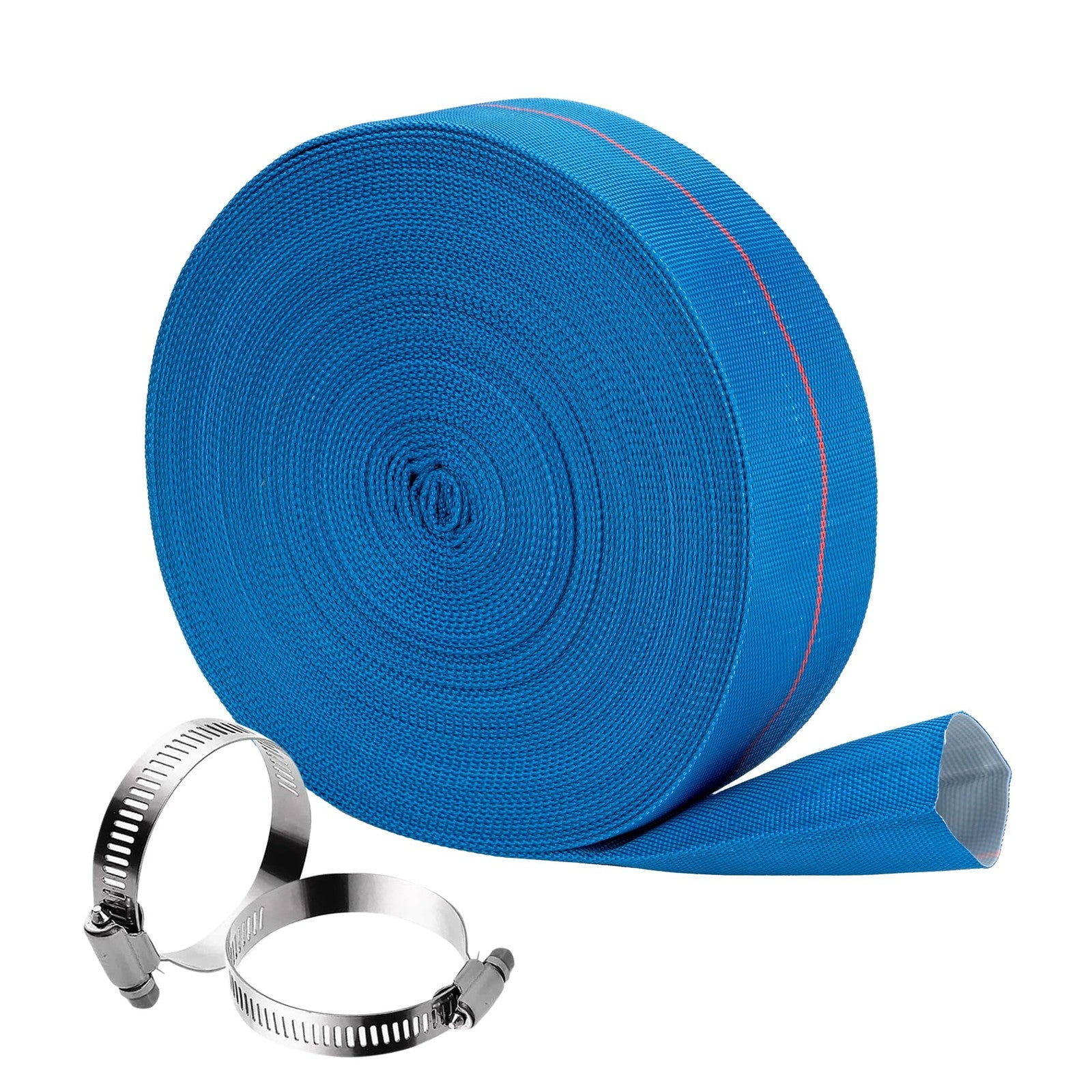 Heavy-duty Geowaky 2-inch ID pool backwash hose, 65.6 feet long, made of durable PVC for swimming pool discharge and water flow.