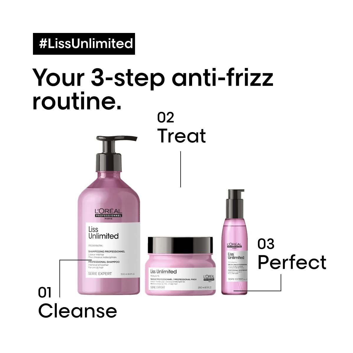 L'Oréal Professionnel Paris Liss Unlimited Mask for frizz-prone hair, creamy hair mask in a jar with product label visible