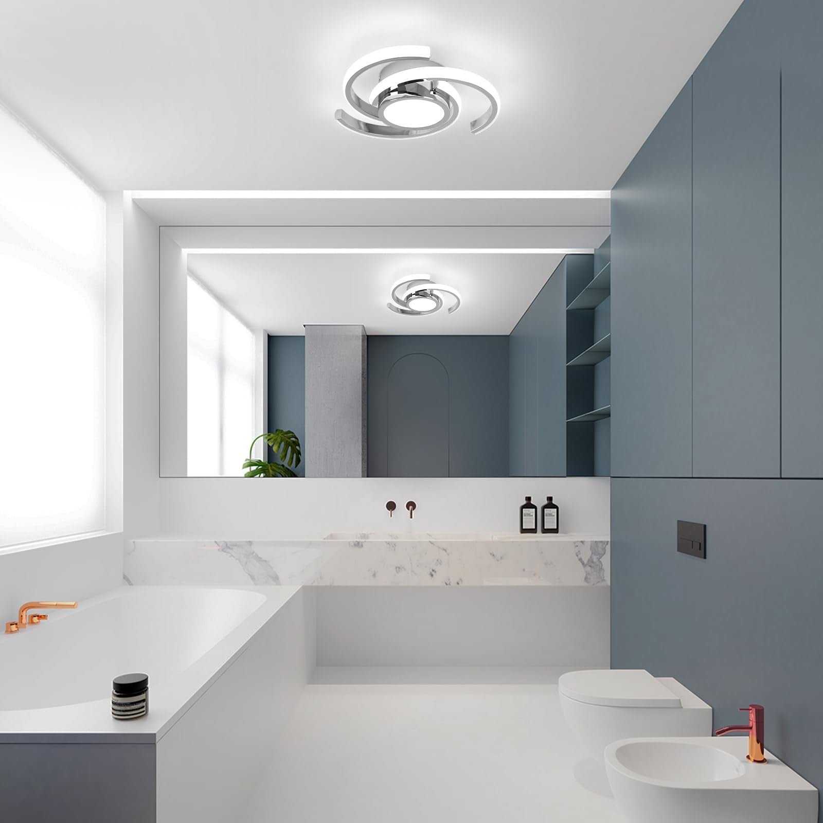 ADISUN LED modern ceiling light fixture, semi-flush mount design with 6000K bright white illumination, ideal for contemporary interiors