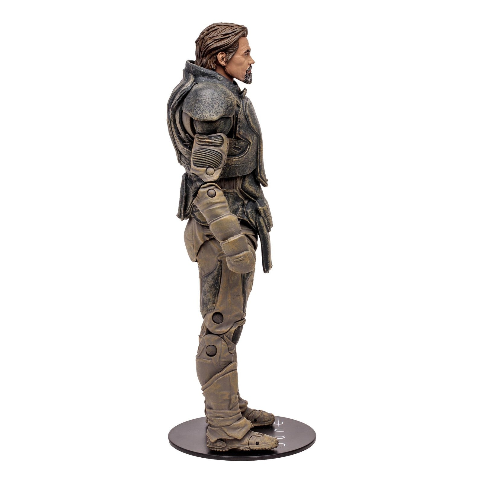Four McFarlane Toys Dune Part Two action figures including Gurney Halleck, Paul Atreides, Chani, and Stilgar posed together.
