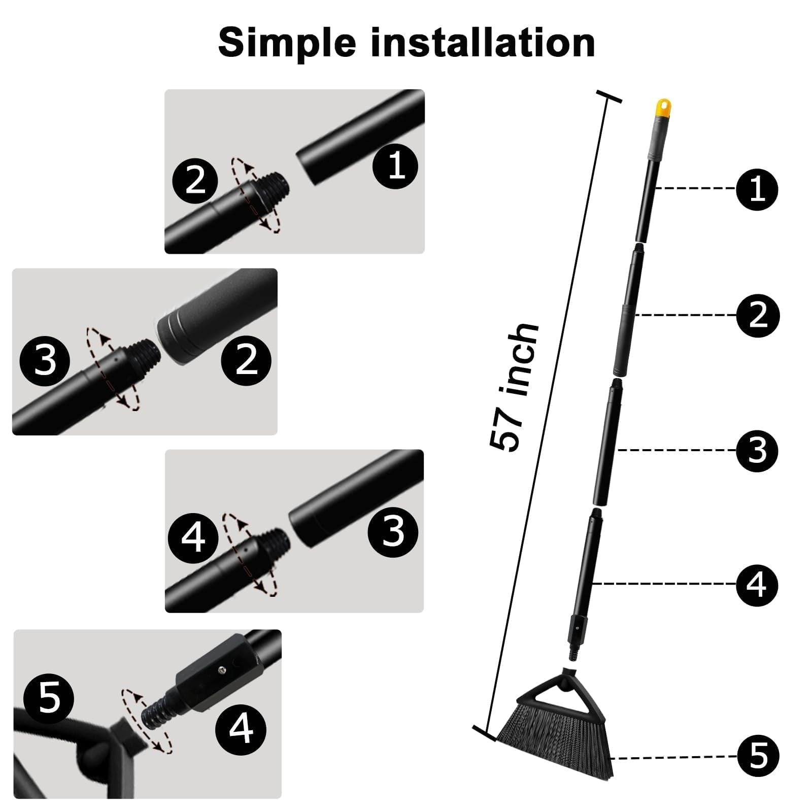 SZJYHQY 4-piece heavy-duty broom set with angled brooms for indoor and outdoor sweeping, durable and versatile cleaning tools.