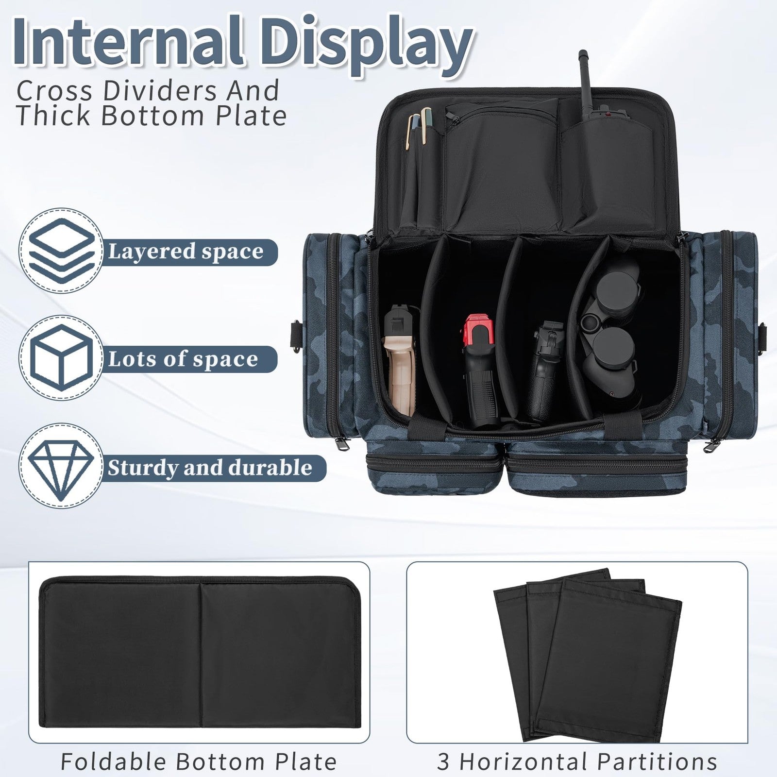 OUUTMEE tactical pistol range bag with compartments for 4 handguns and shooting accessories, durable duffle-style gun range bag.