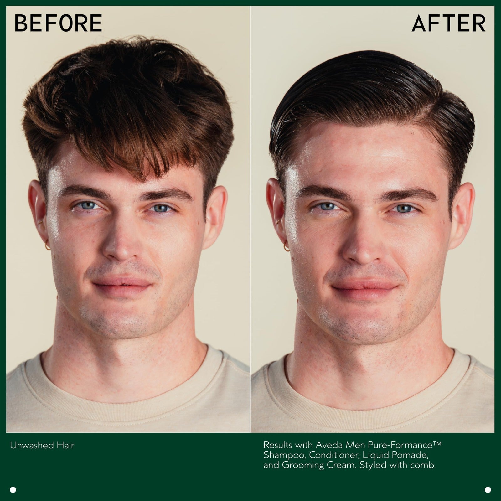 Aveda Men Pure-Formance Conditioner in a 33.8 oz bottle, lightweight formula suitable for all hair types, shown in the image.